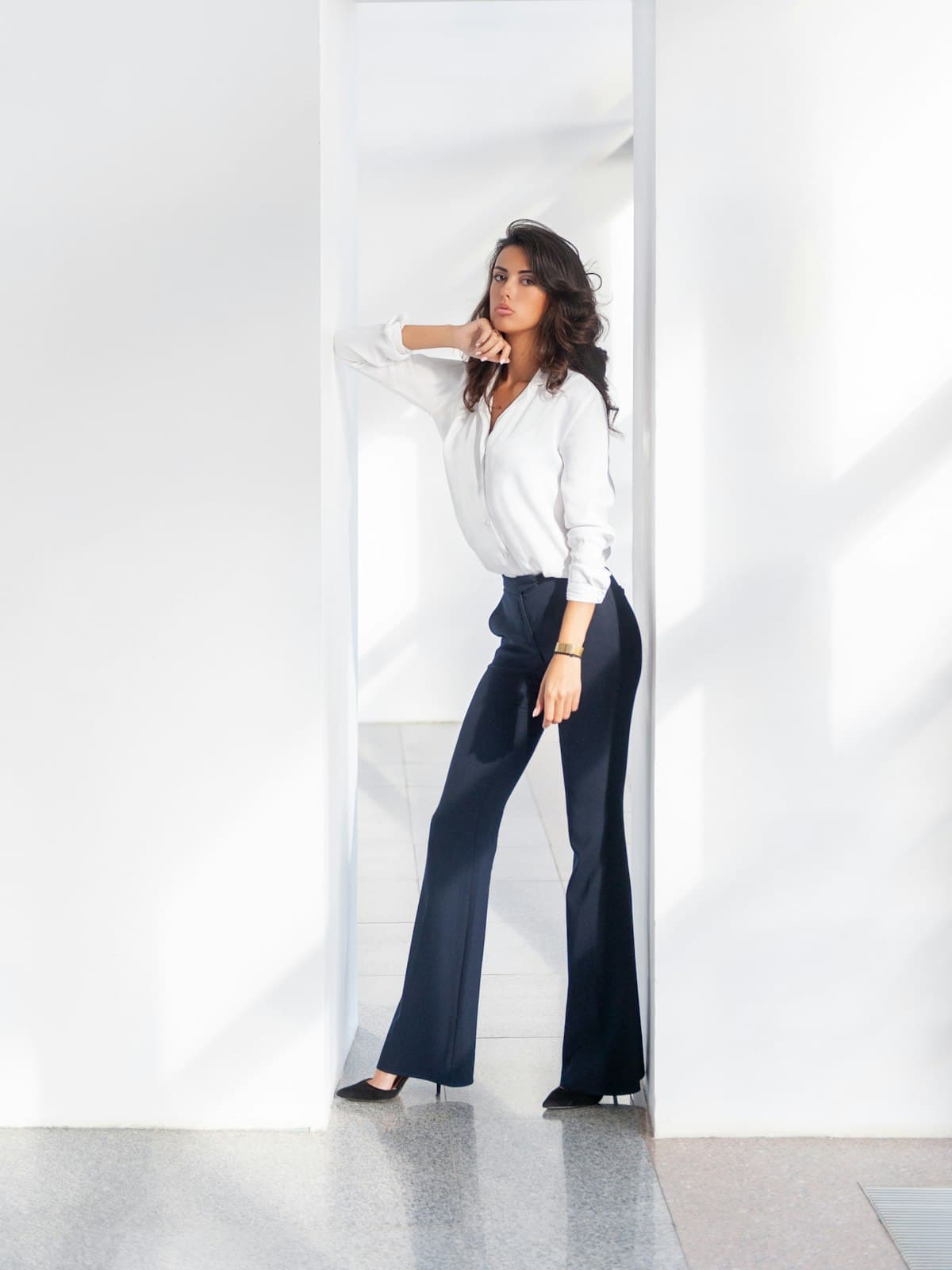 Massimo Dutti — Pantalone a palazzo in crêpe