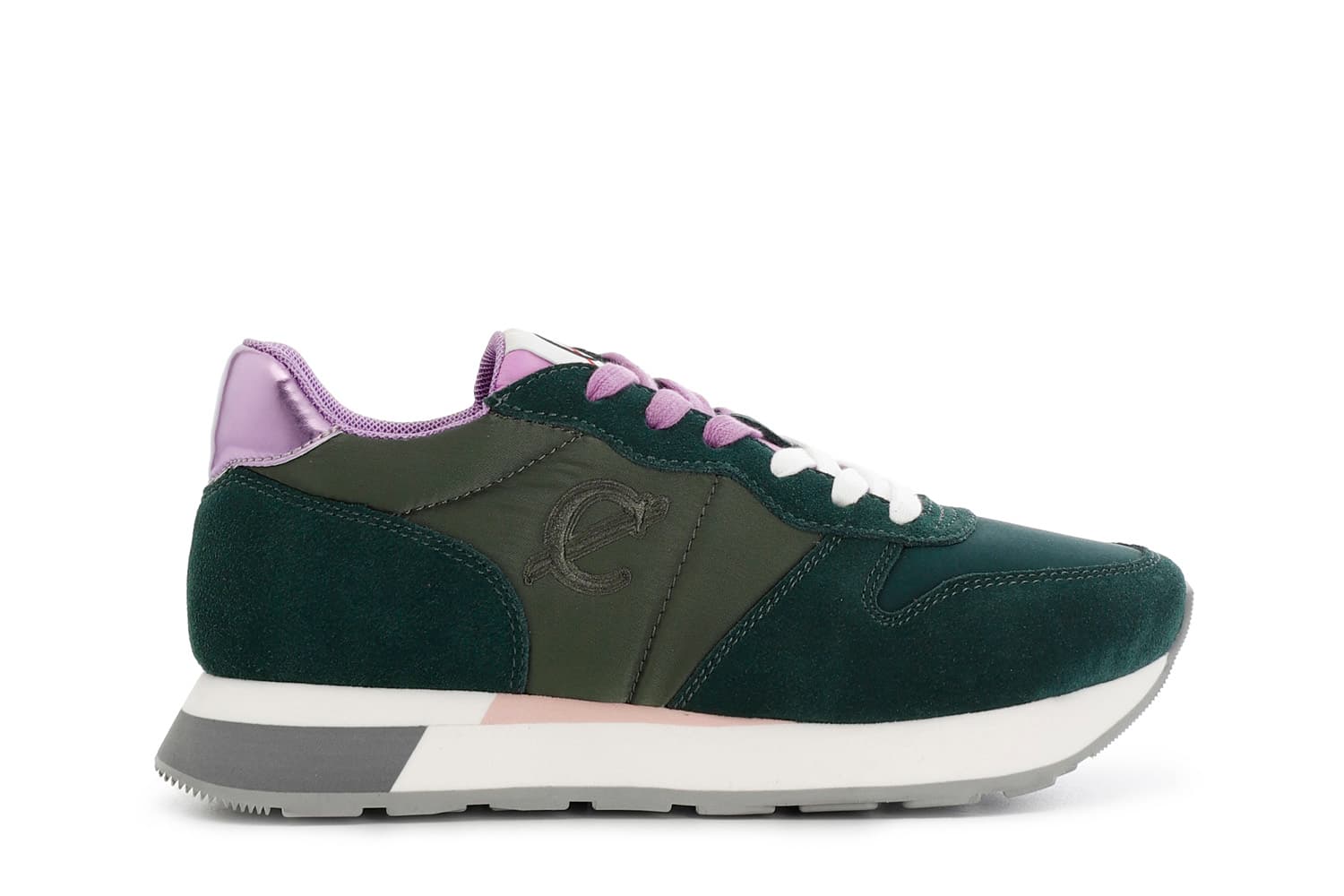 CafèNoir — Sneakers da donna in pelle scamosciata e tessuto verde