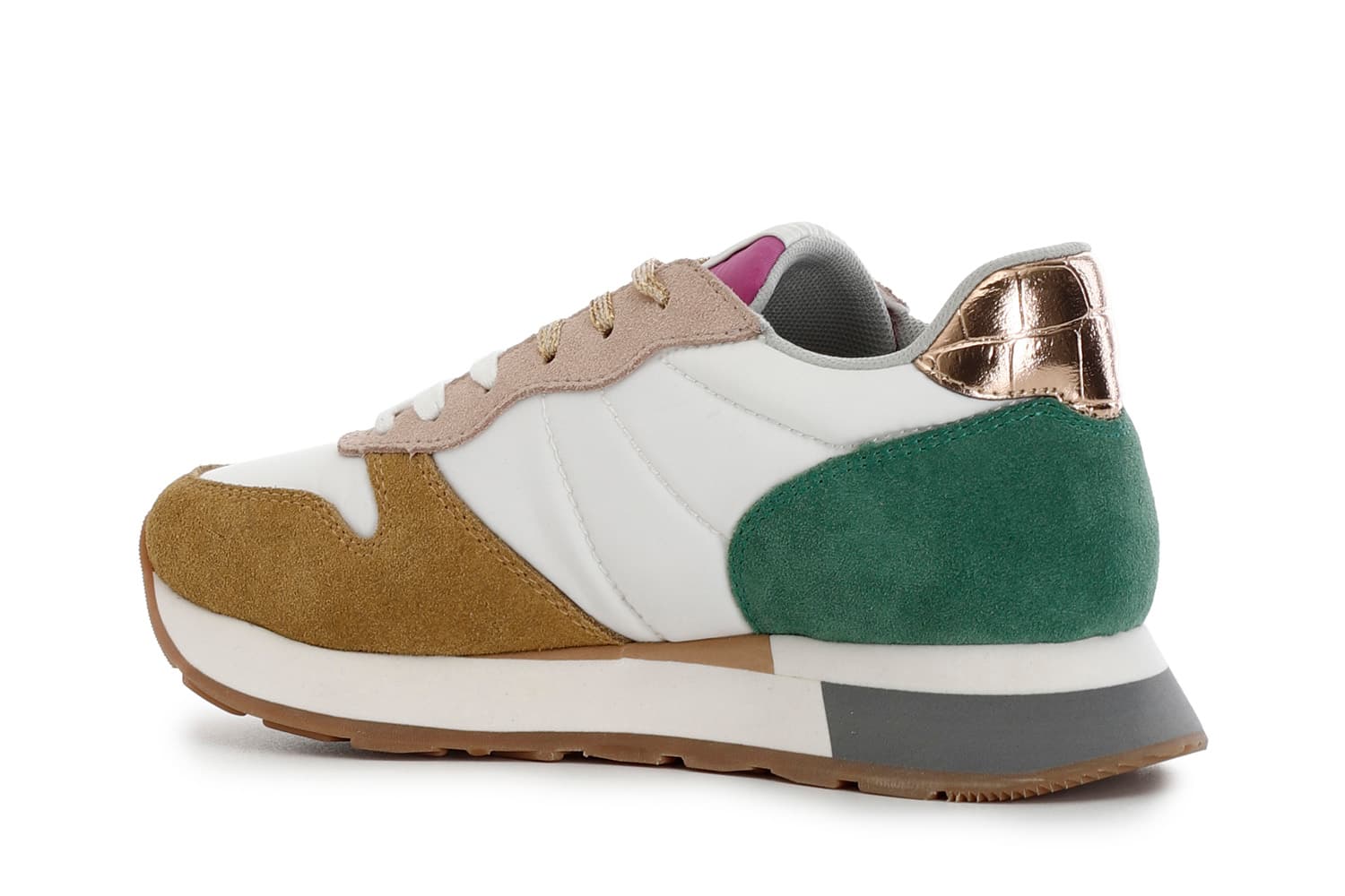 Sneakers da donna in pelle scamosciata e tessuto multicolor — vista 2