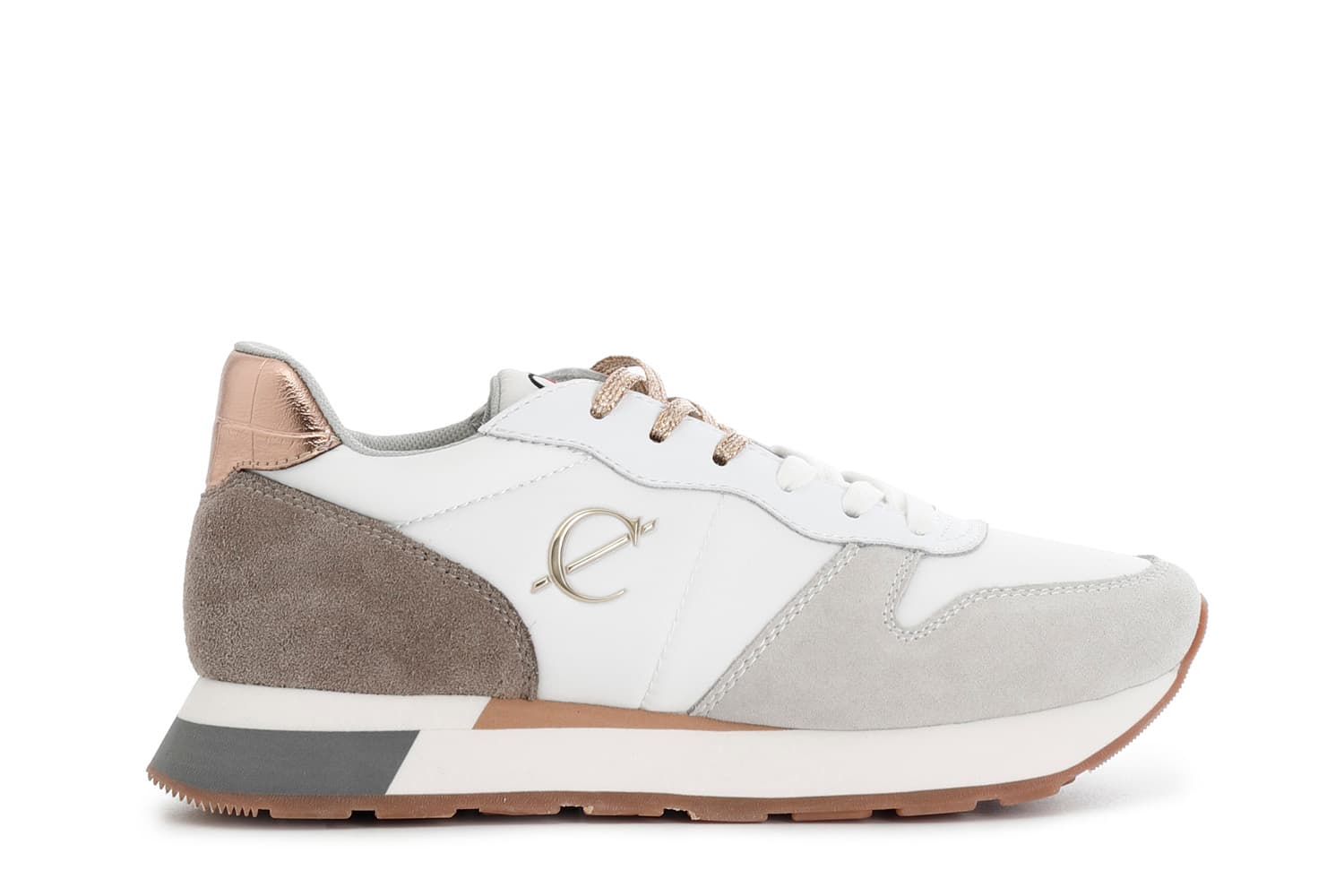 CafèNoir — Sneakers da donna in pelle scamosciata e tessuto multi taupe