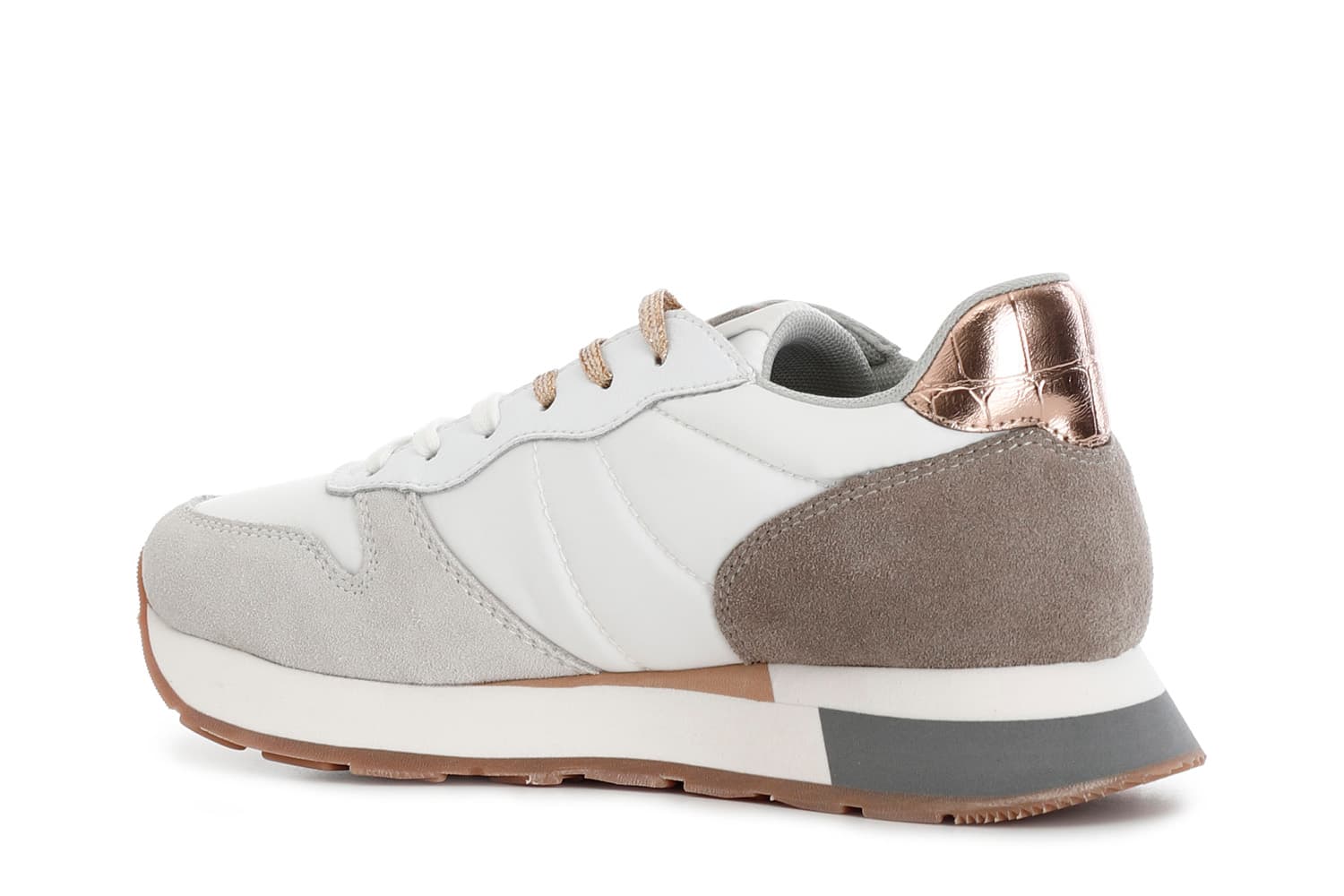 Sneakers da donna in pelle scamosciata e tessuto multi taupe — vista 2