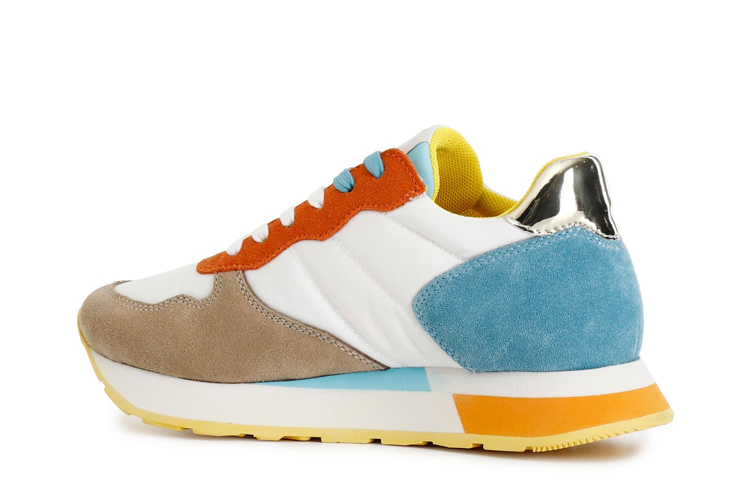 Sneakers in pelle scamosciata e tessuto multi sabbia — vista 4