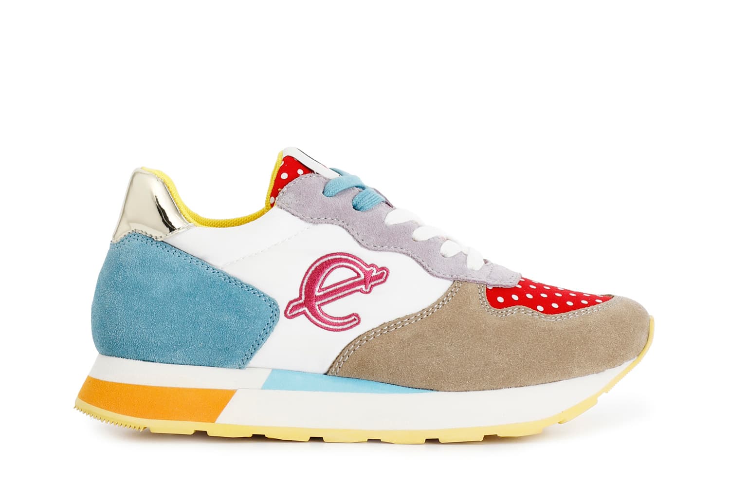 CafèNoir — Sneakers in pelle scamosciata e tessuto multi pois