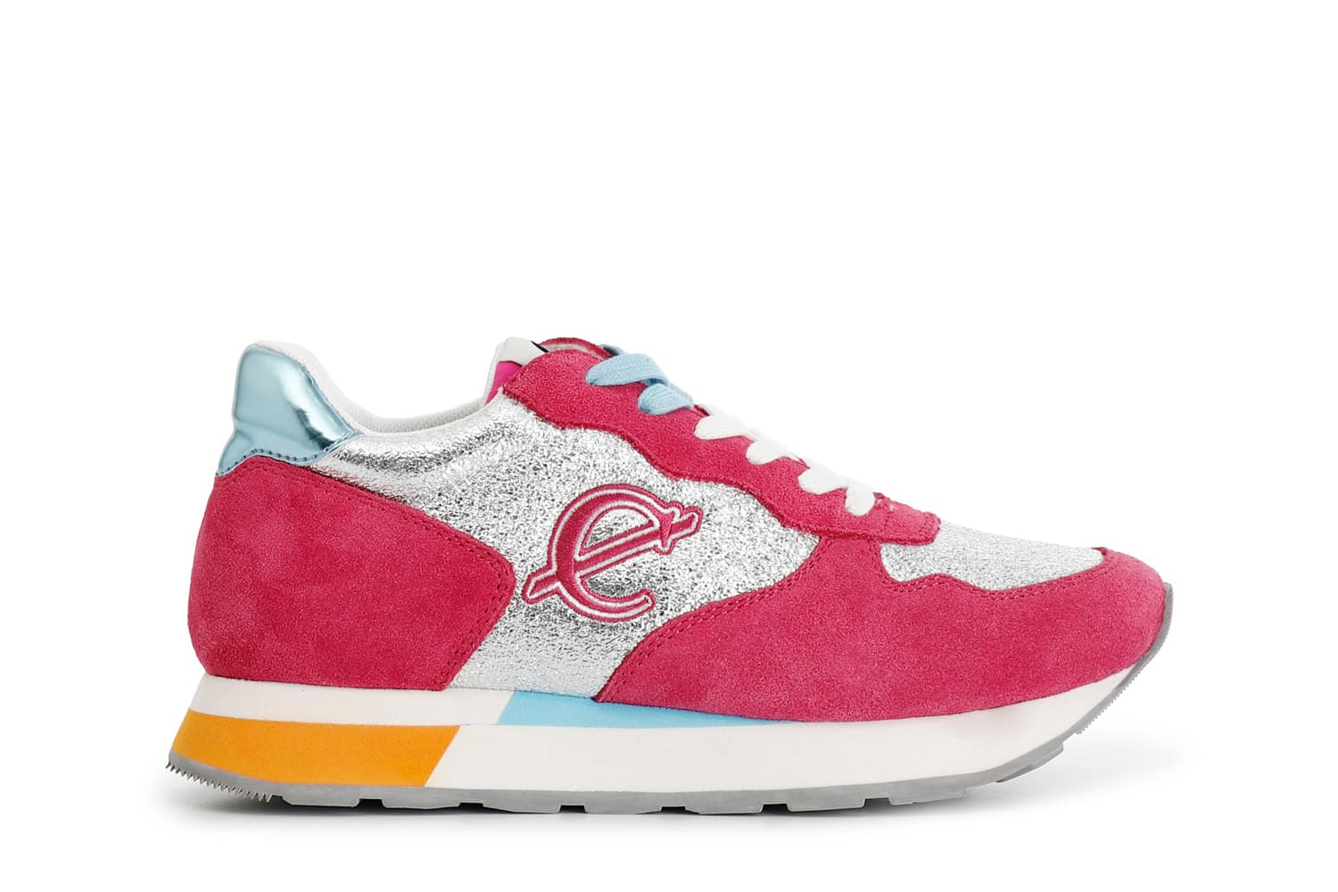 CafèNoir — Sneakers in pelle scamosciata e glitter fuxia