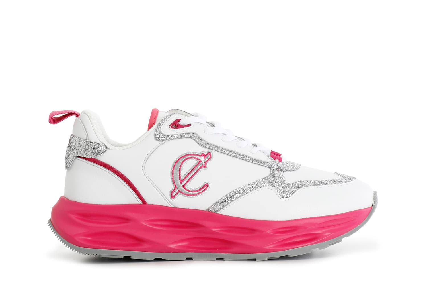 CafèNoir — Runnng con riporti glitter e fondo colorato bianco/fuxia
