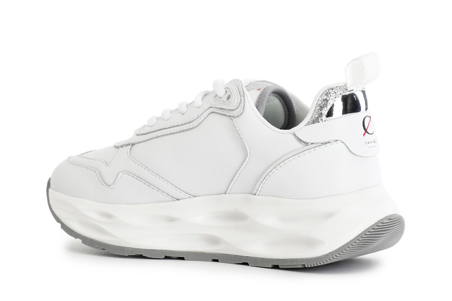 Scarpe running con riporti specchio e glitter bianco — vista 4