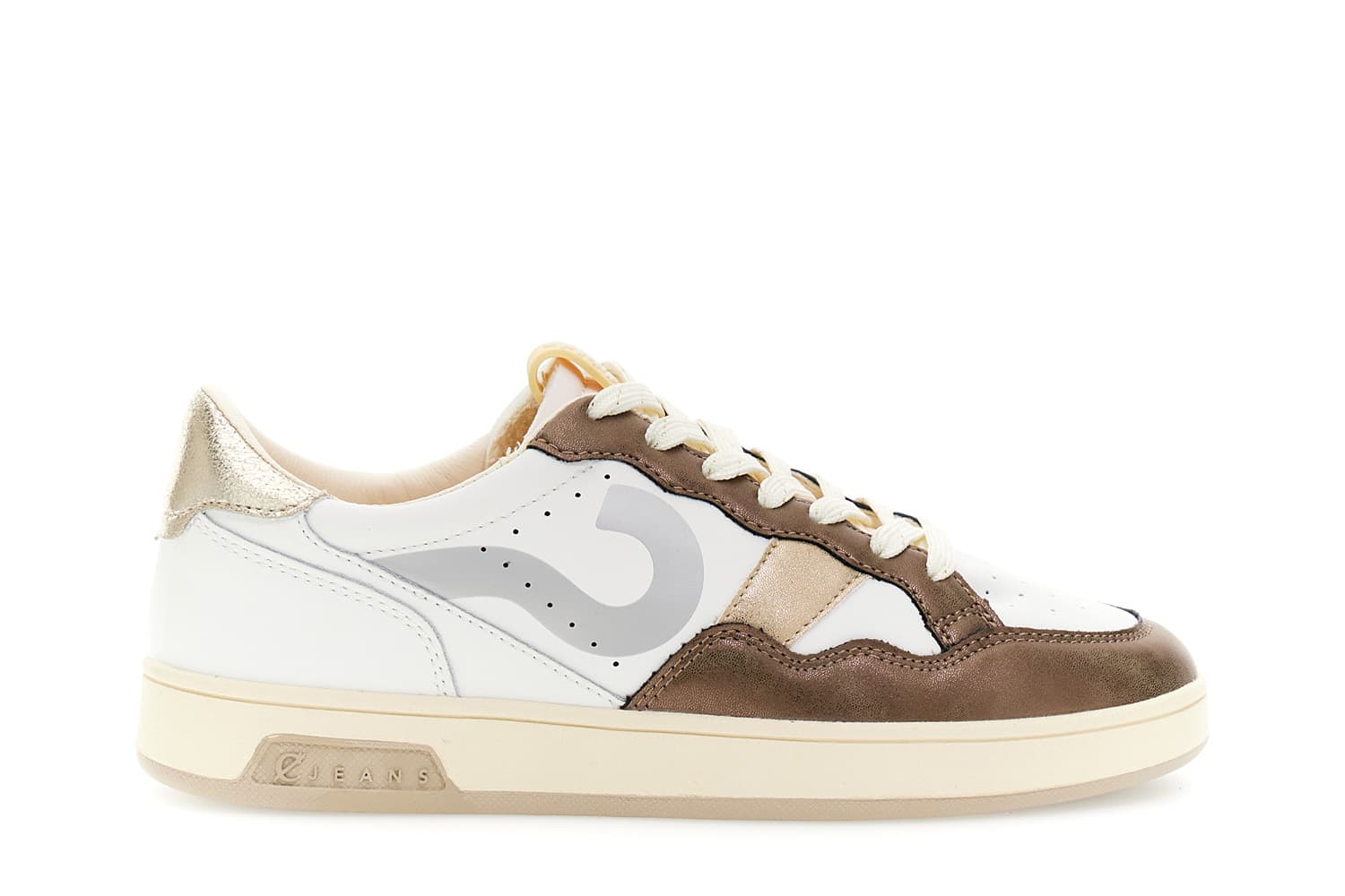 CafèNoir — Sneakers in pelle e riporti in laminato bianco/marrone