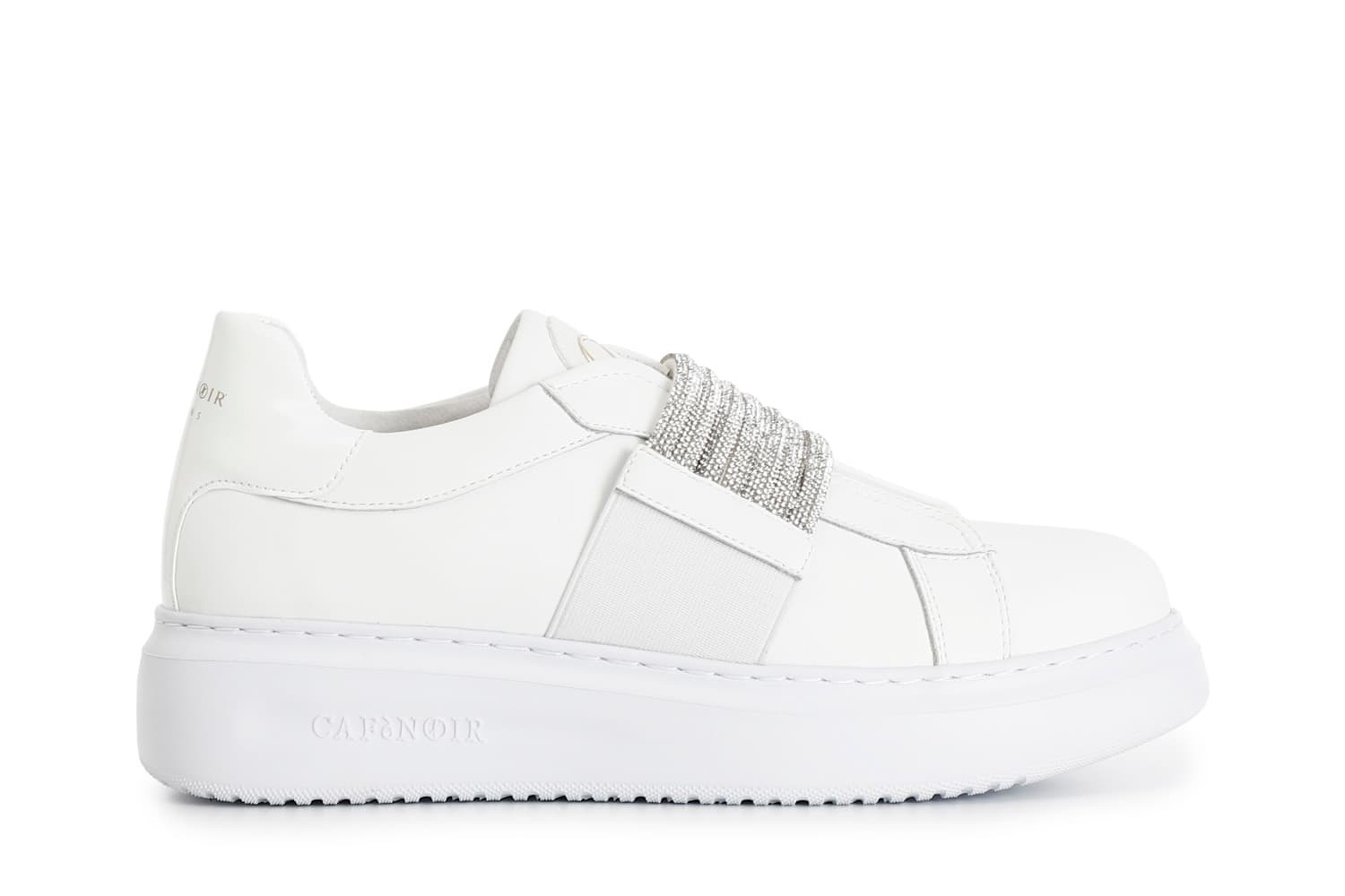 CafèNoir — Slip-on con fascia strass bianco