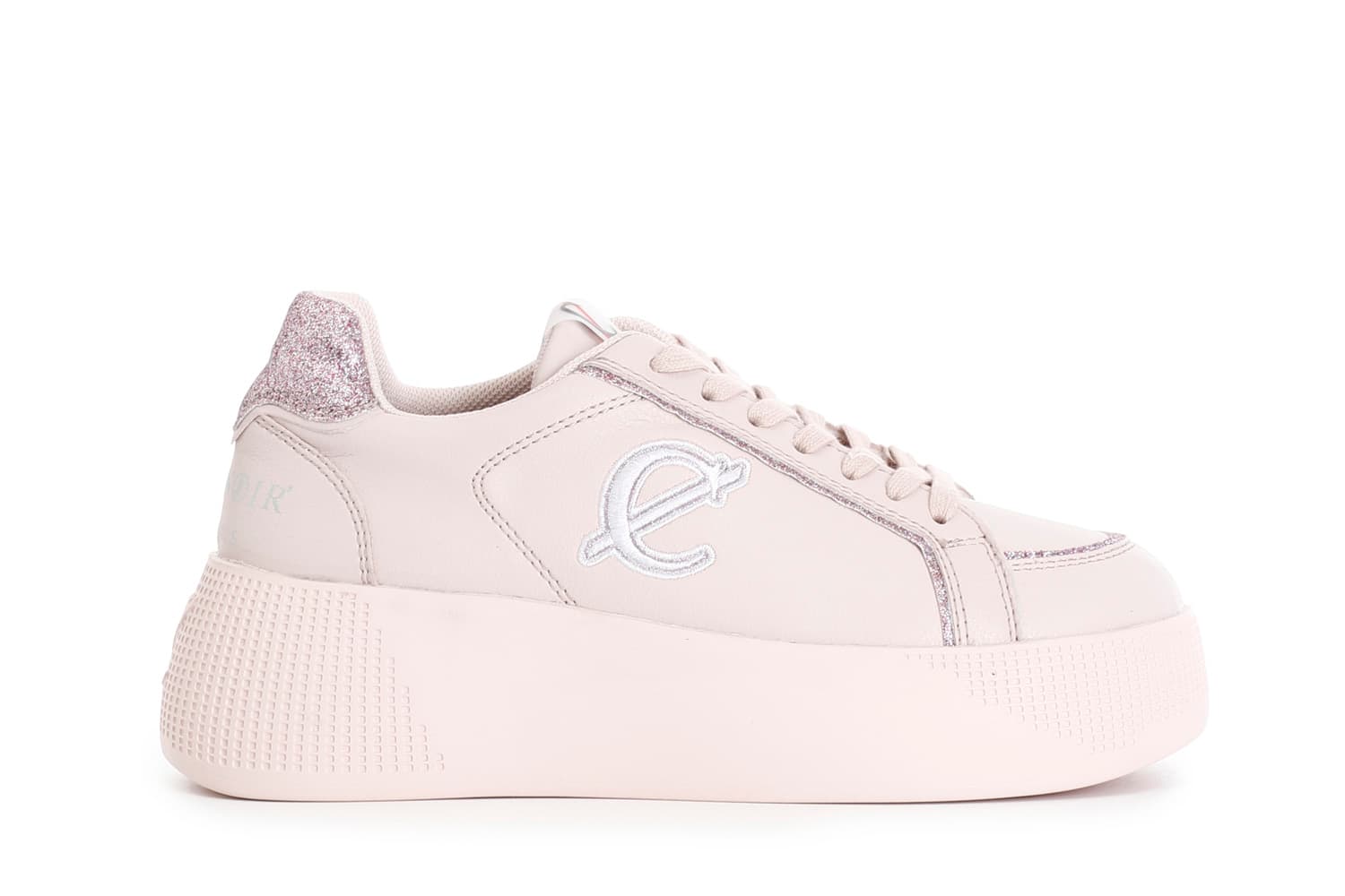 Sneakers con riporti glitter e logo ricamato cipria — vista 3