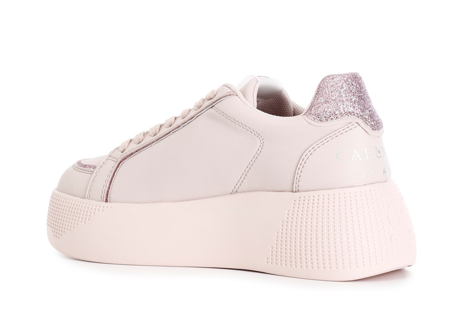 Sneakers con riporti glitter e logo ricamato cipria — vista 2