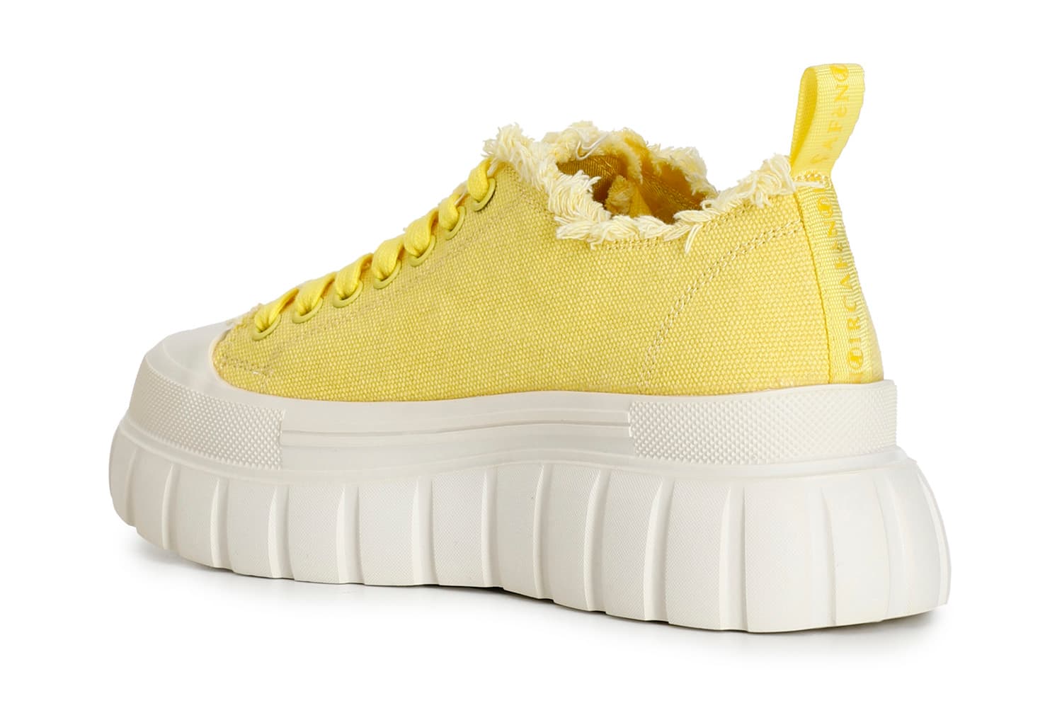 Sneakers in tessuto sfrangiato e patch di strass giallo — vista 2
