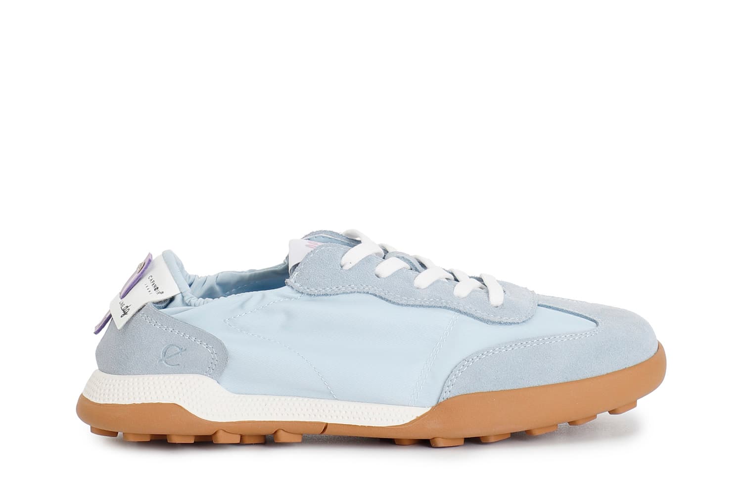 CafèNoir — Sneakers allacciata in tessuto nylon e pelle scamosciata azzurro