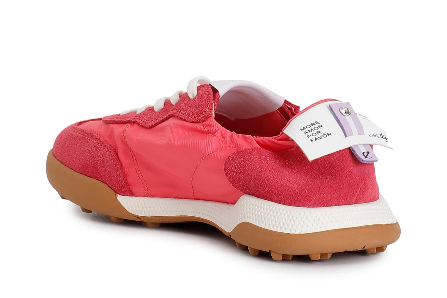 Sneakers allacciata in tessuto nylon e pelle scamosciata fuxia — vista 2
