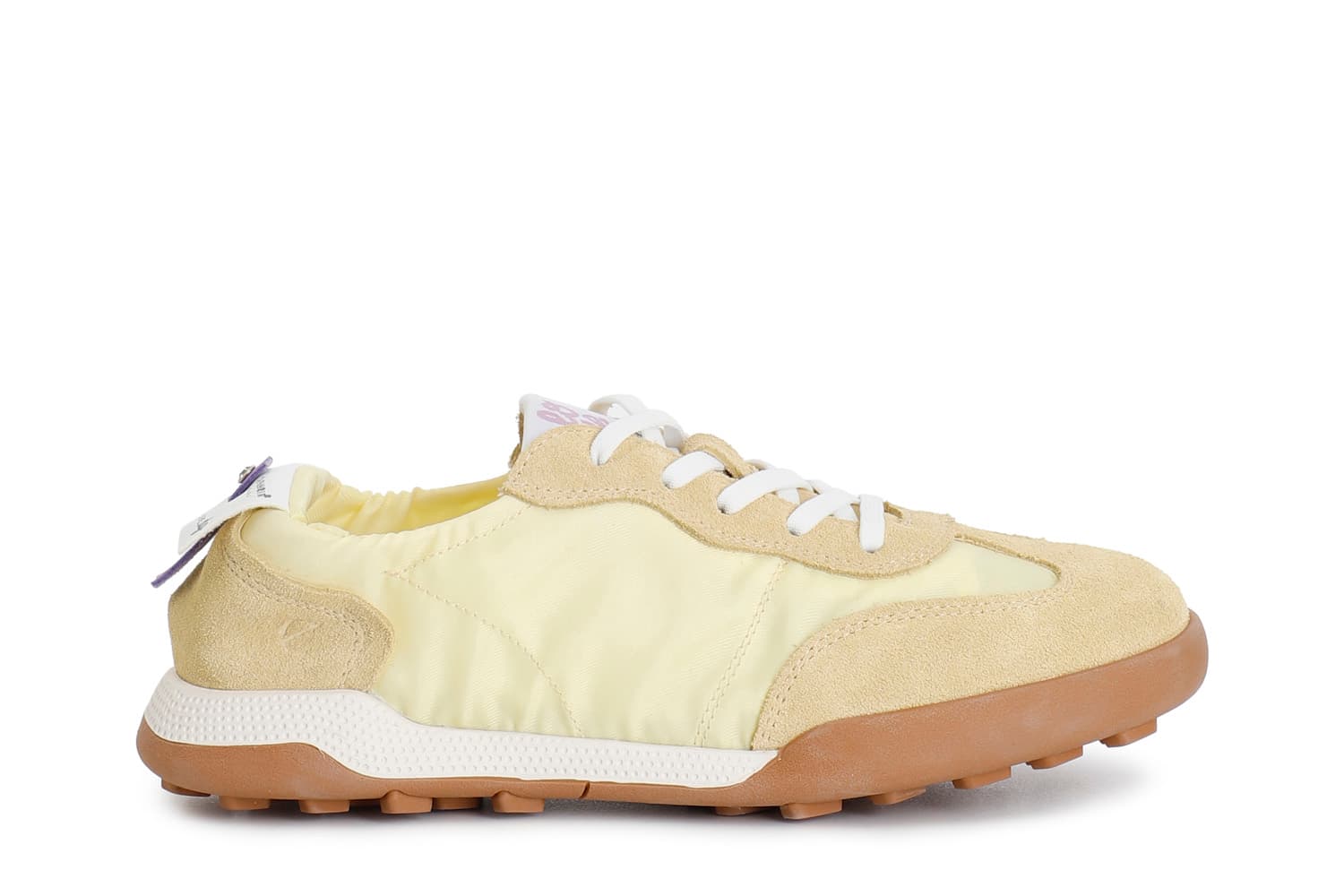 CafèNoir — Sneakers allacciata in tessuto nylon e pelle scamosciata giallo