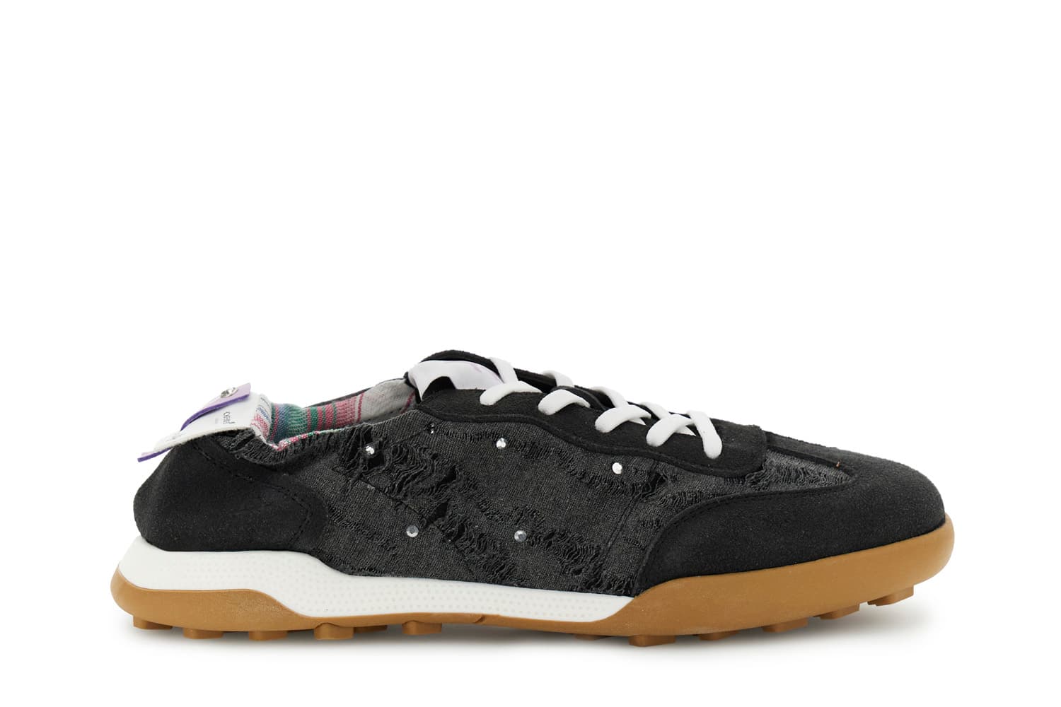 CafèNoir — Sneakers allacciata in tessuto e pelle scamosciata asfalto