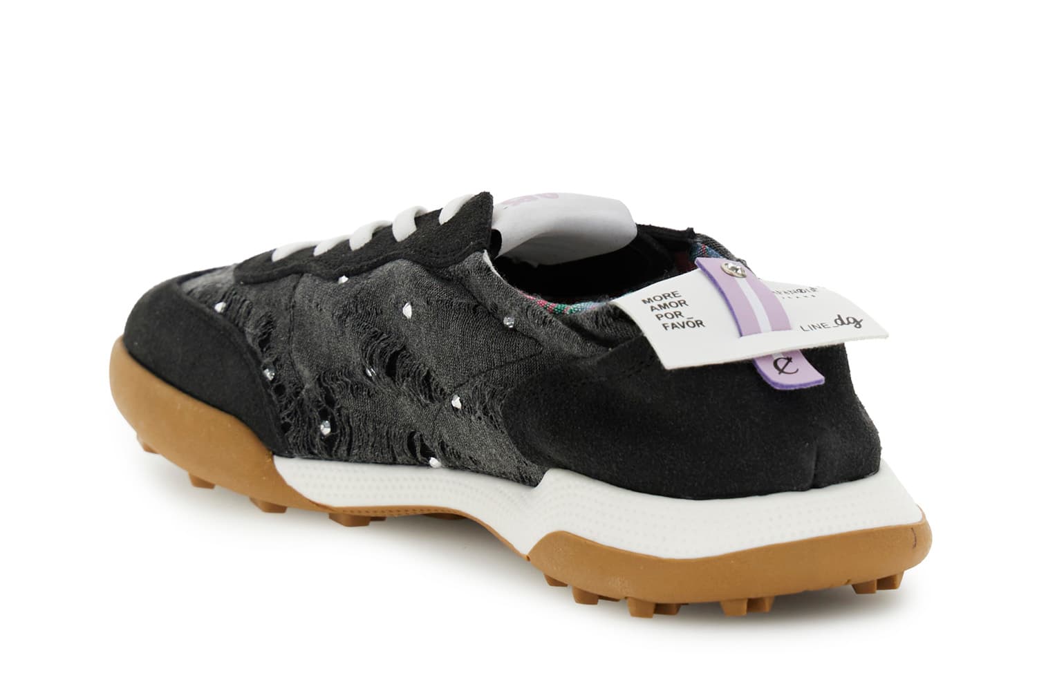 Sneakers allacciata in tessuto e pelle scamosciata asfalto — vista 2