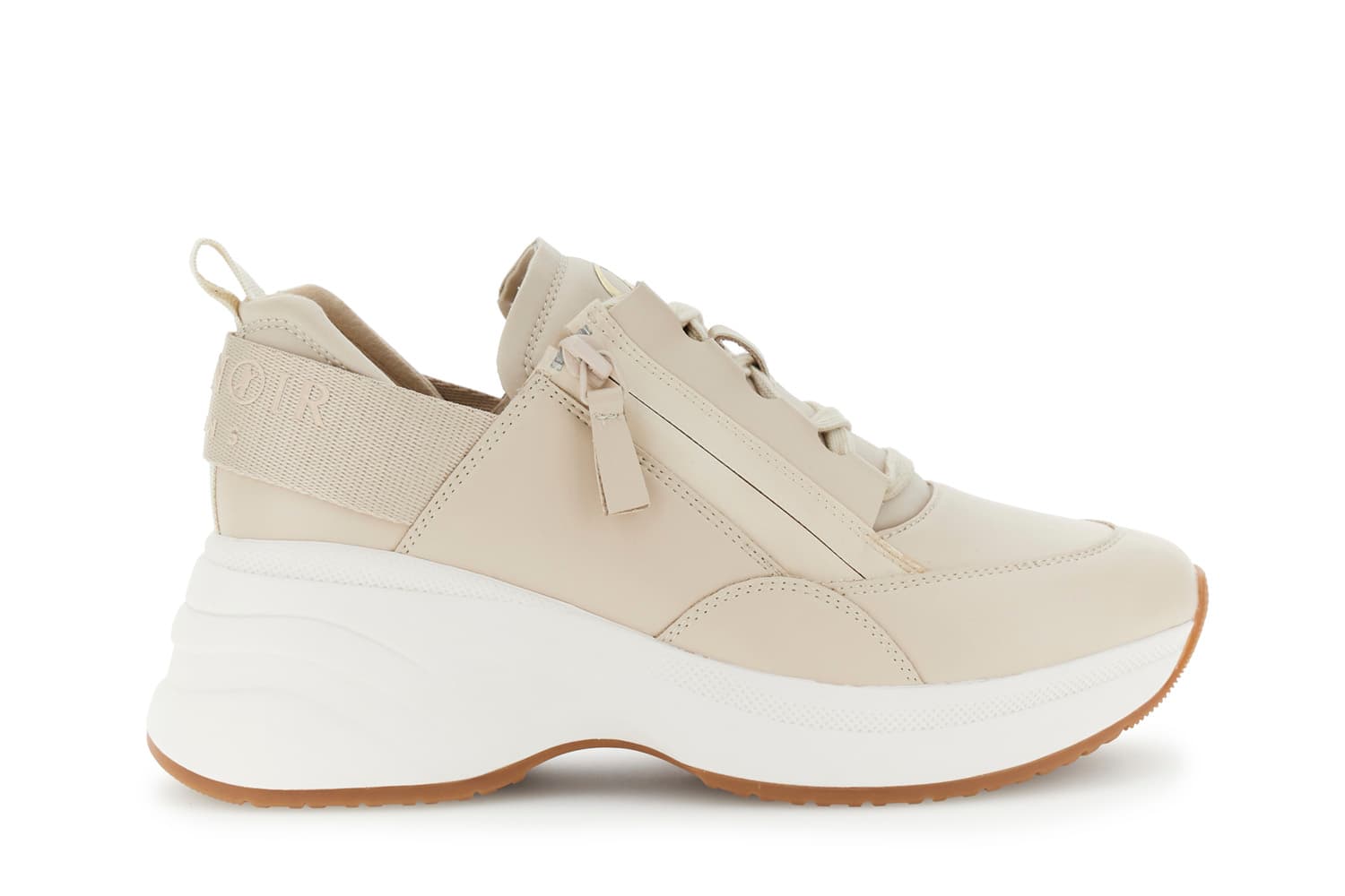 CafèNoir — Running allacciate con zip in pelle rivestita beige