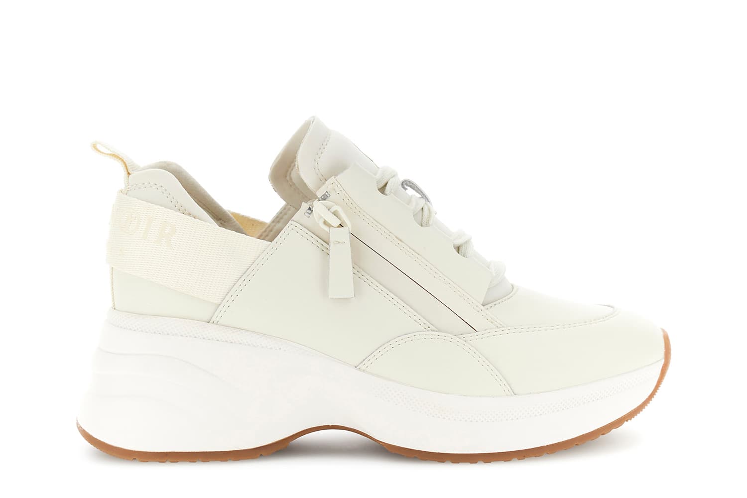 CafèNoir — Running allacciate con zip in pelle rivestita off white