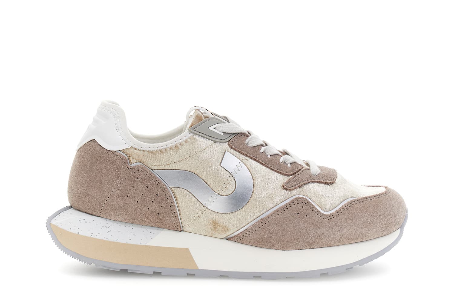 CafèNoir — Running in velluto con riporti in pelle scamosciata taupe
