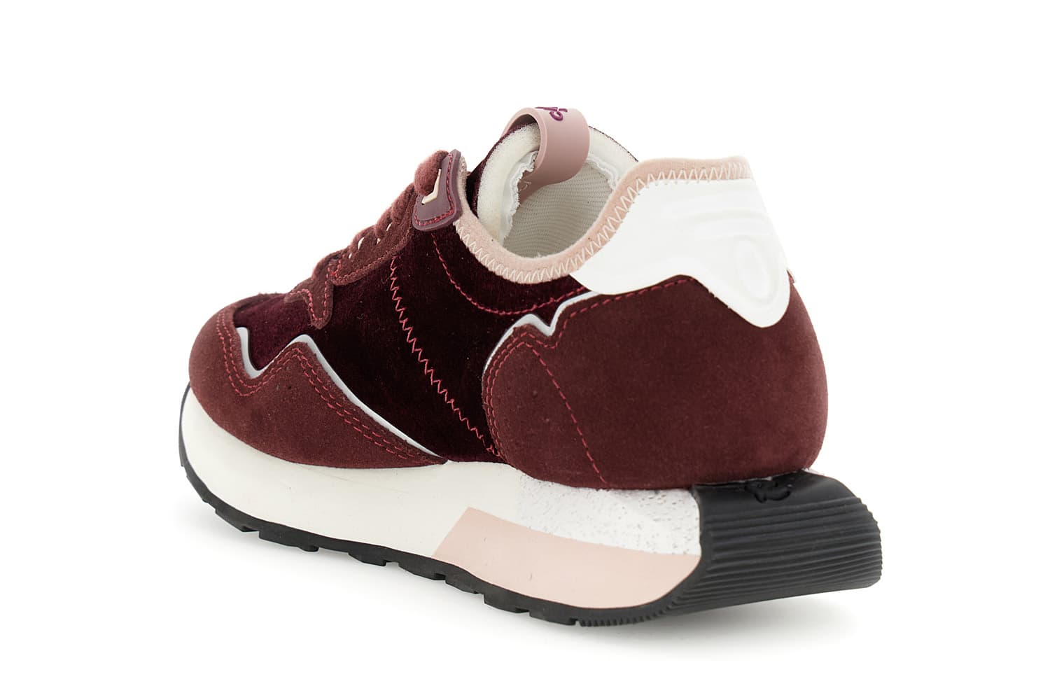Running in velluto con riporti in pelle scamosciata bordeaux — vista 2