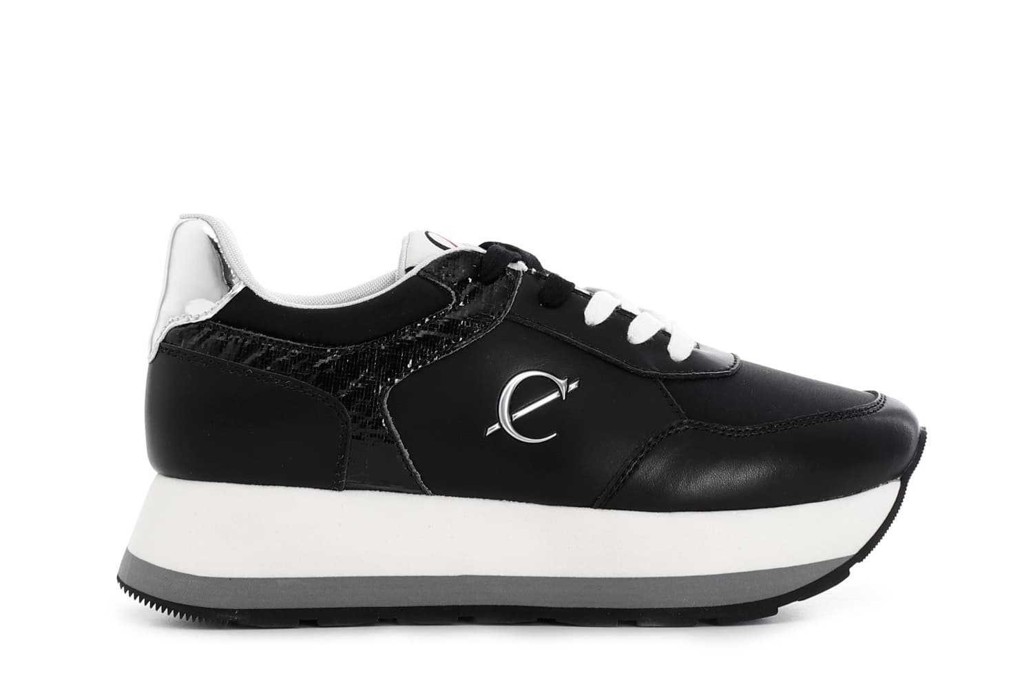 Running da donna con riporti laminati nero — vista 3