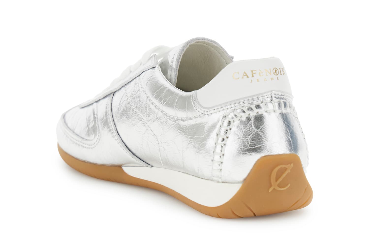 Running allacciate in pelle laminata argento — vista 2