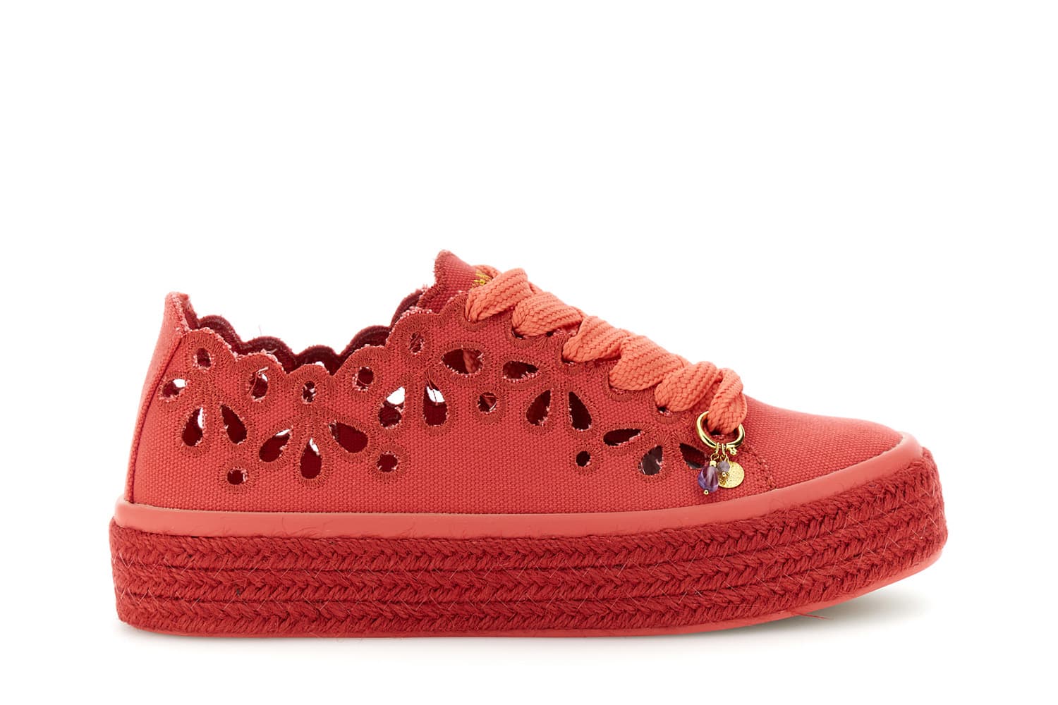 CafèNoir — Sneakers allacciate in tessuto traforato corallo
