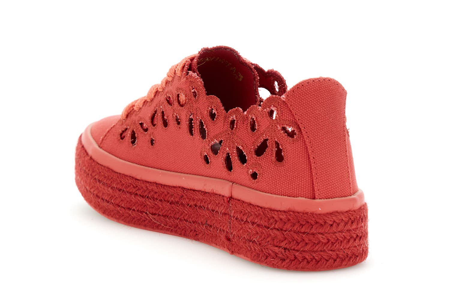 Sneakers allacciate in tessuto traforato corallo — vista 2