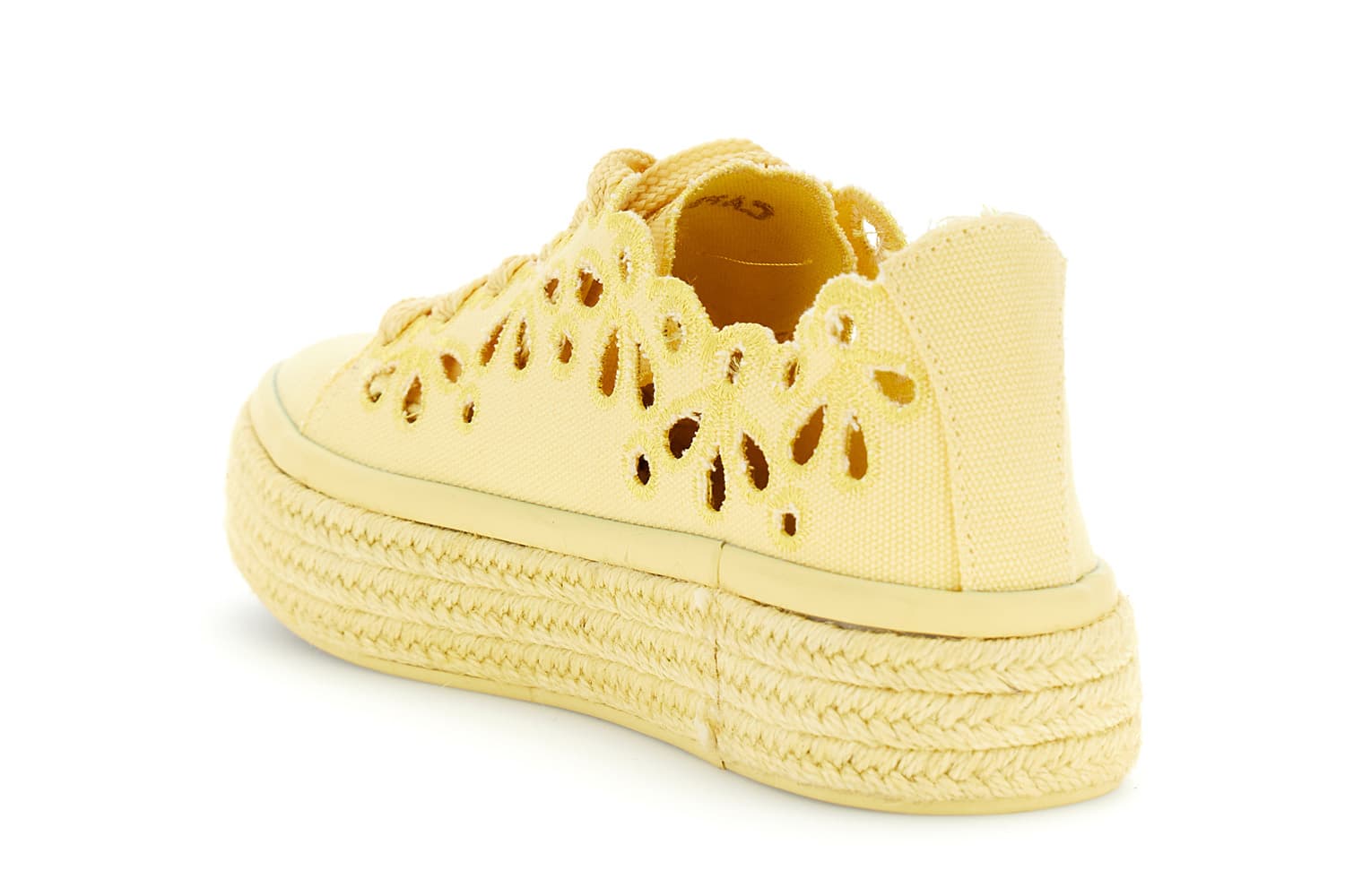 Sneakers allacciate in tessuto traforato giallo — vista 2