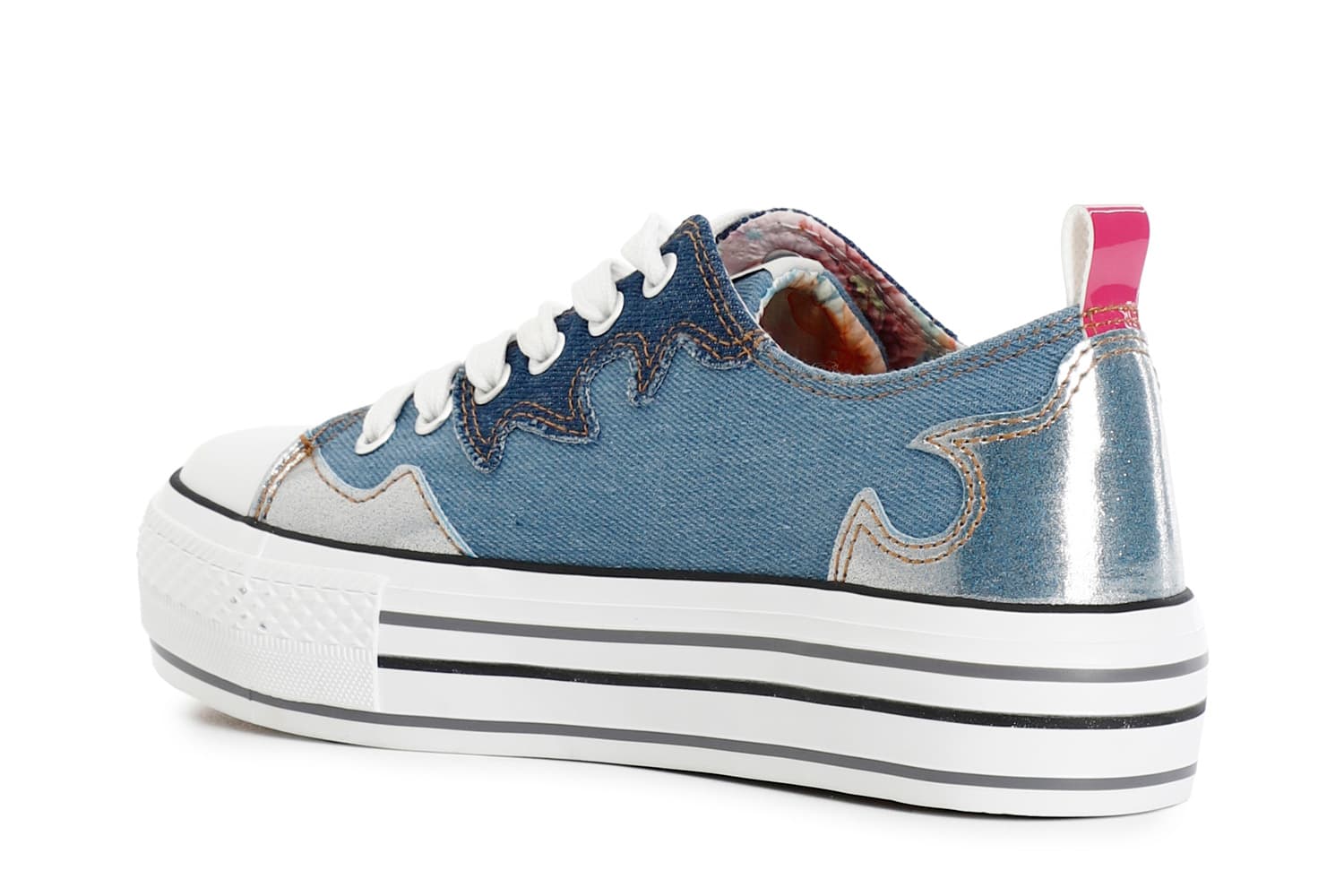 Sneakers in tessuto jeans con strass jeans — vista 2