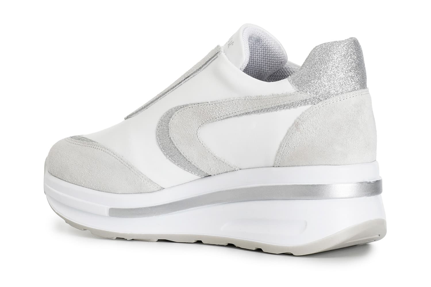 Slip-on da donna in pelle e glitter bianco — vista 4