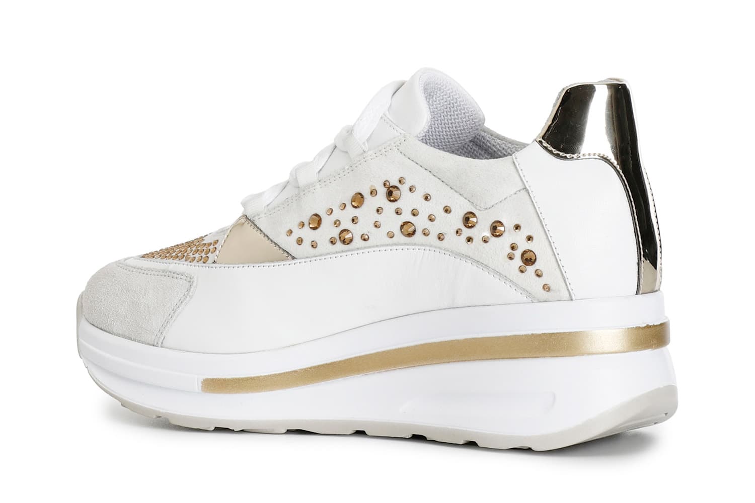 Sneakers in pelle e strass bianco — vista 2