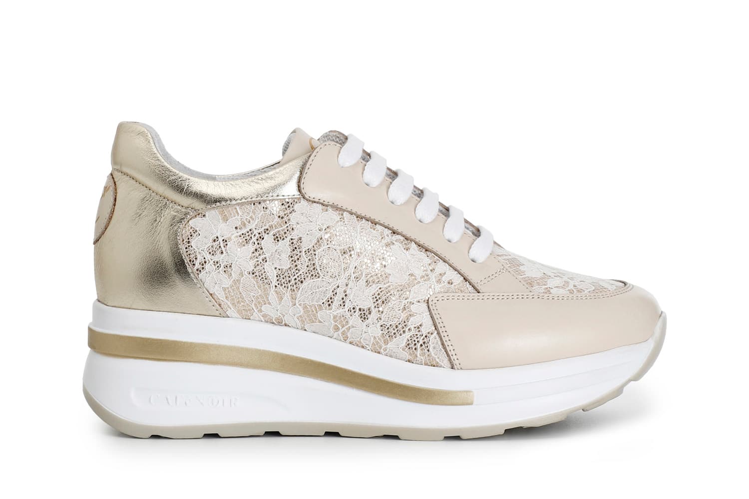 CafèNoir — Sneakers in pelle e pizzo beige