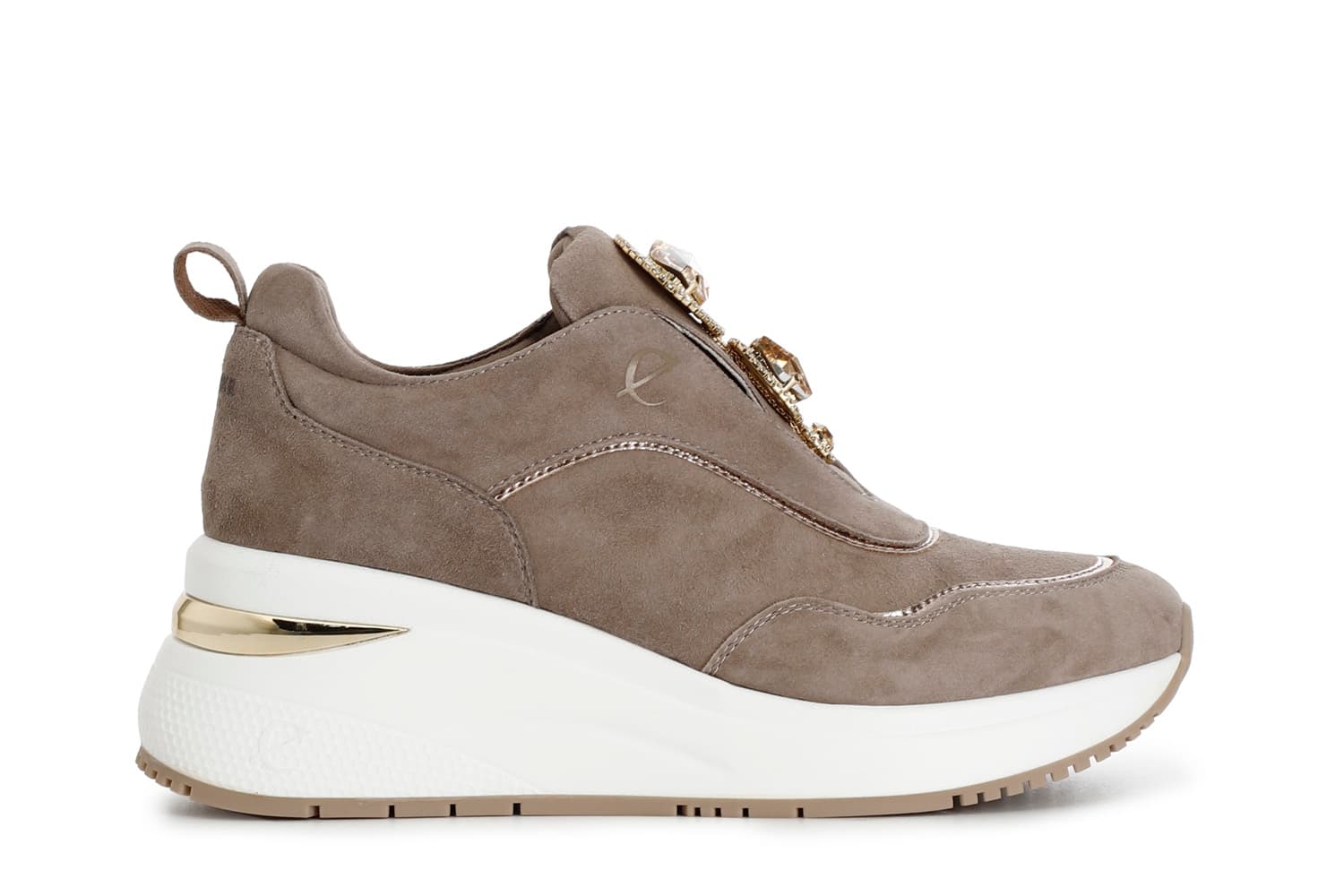 CafèNoir — Running slip-on con accessorio gioiello in camoscio taupe