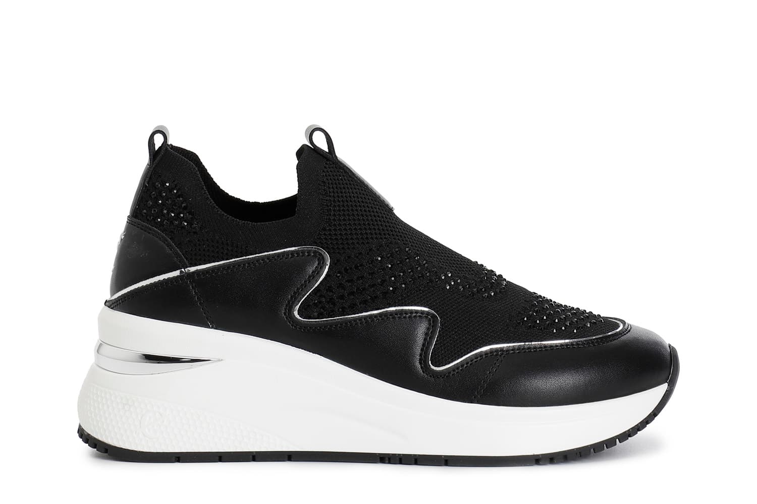 CafèNoir — Slip-on in tessuto e pelle rivestita nero
