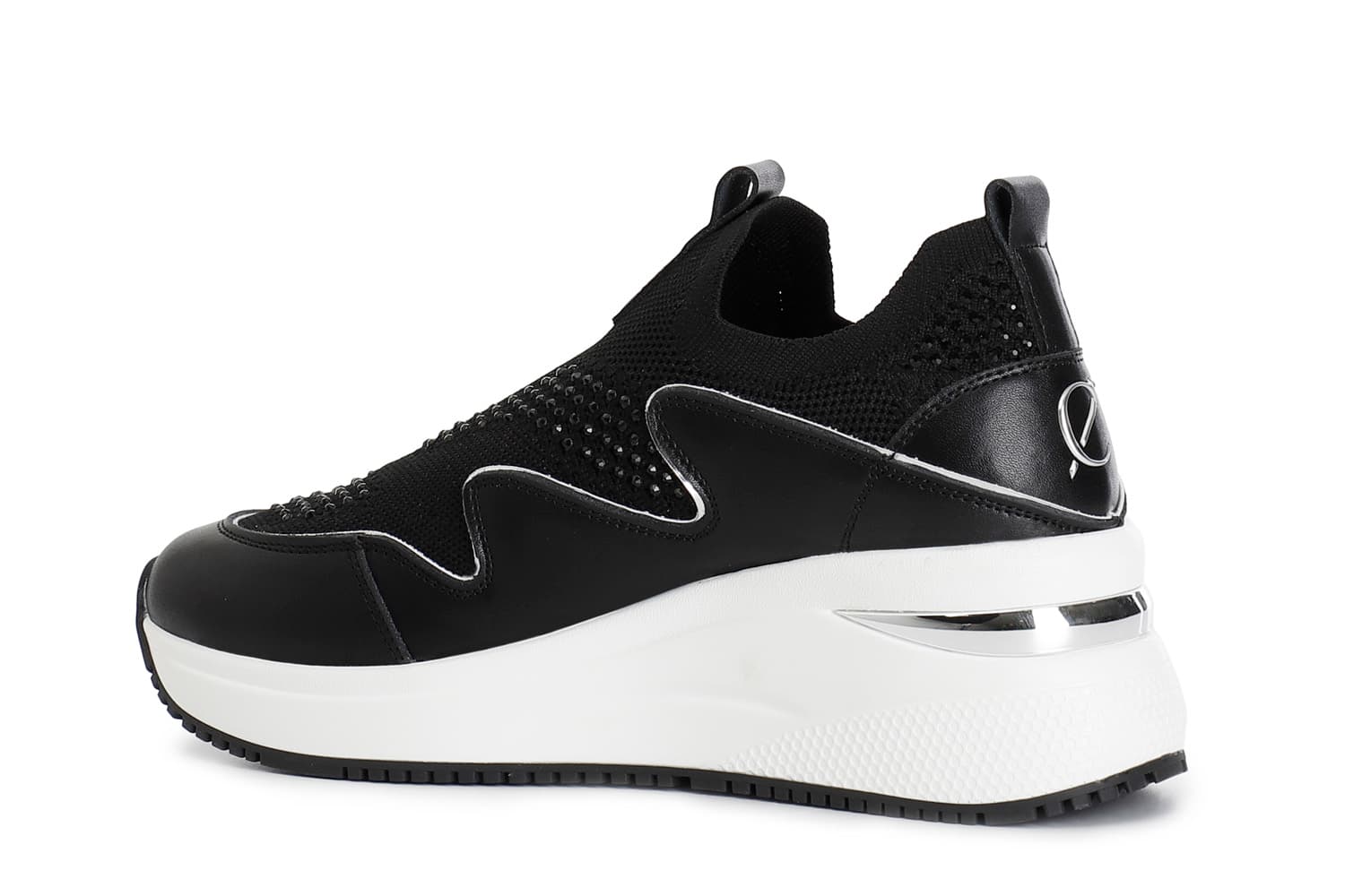 Slip-on in tessuto e pelle rivestita nero — vista 4