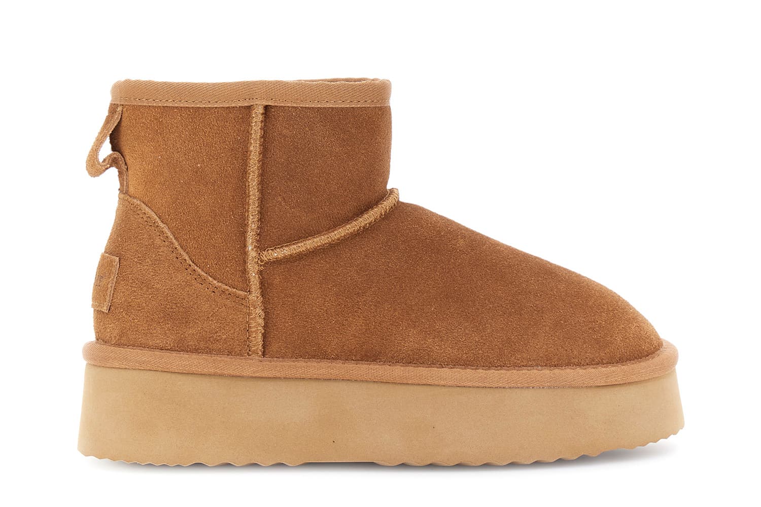 CafèNoir — Tronchetti in pelle scamosciata con suola alta camel