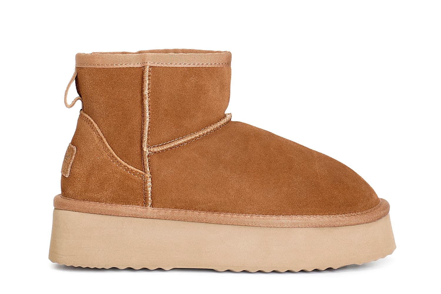 Tronchetti in pelle scamosciata con suola alta camel — vista 2