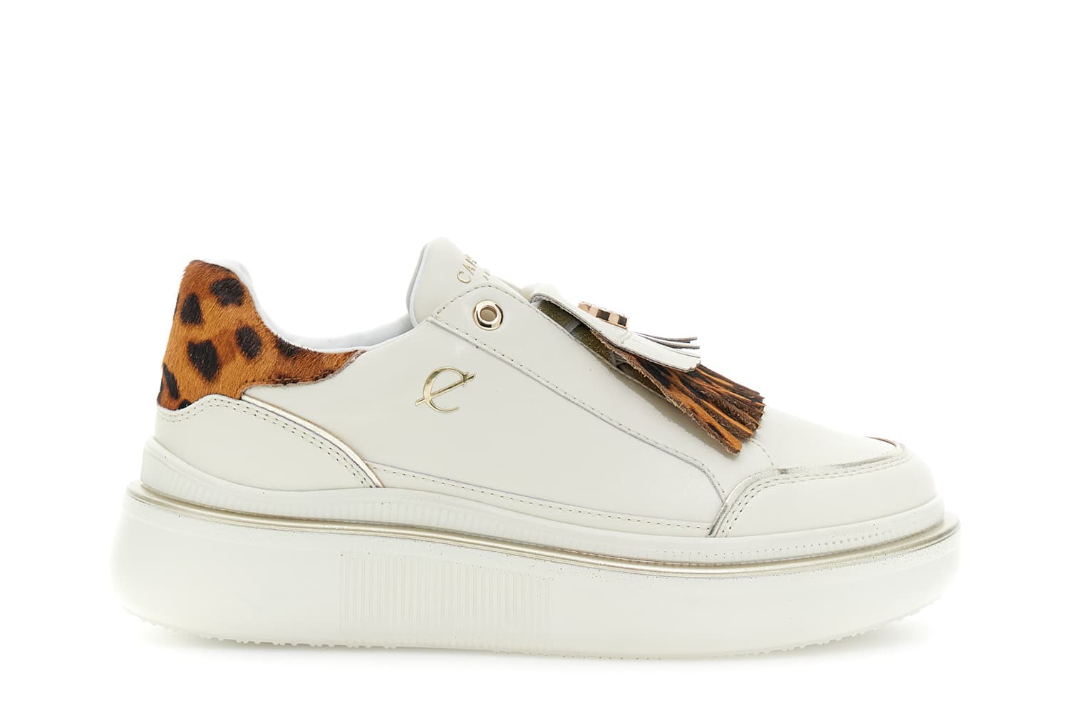 CafèNoir — Slip-on in pelle con dettagli in effetto cavallino crema maculato