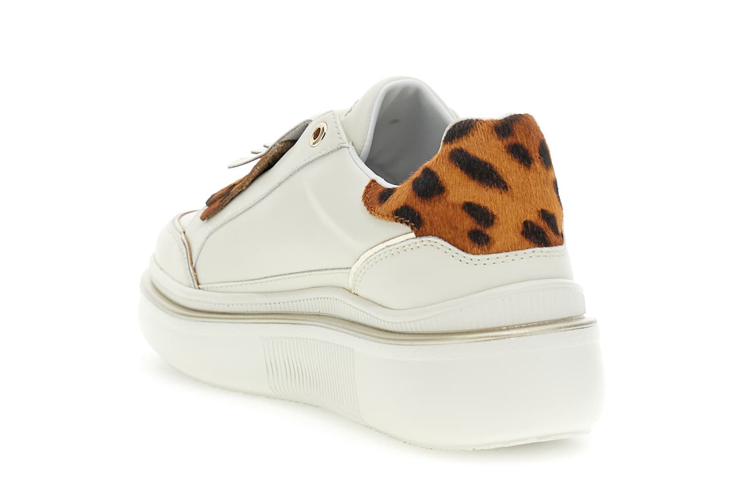 Slip-on in pelle con dettagli in effetto cavallino crema maculato — vista 2