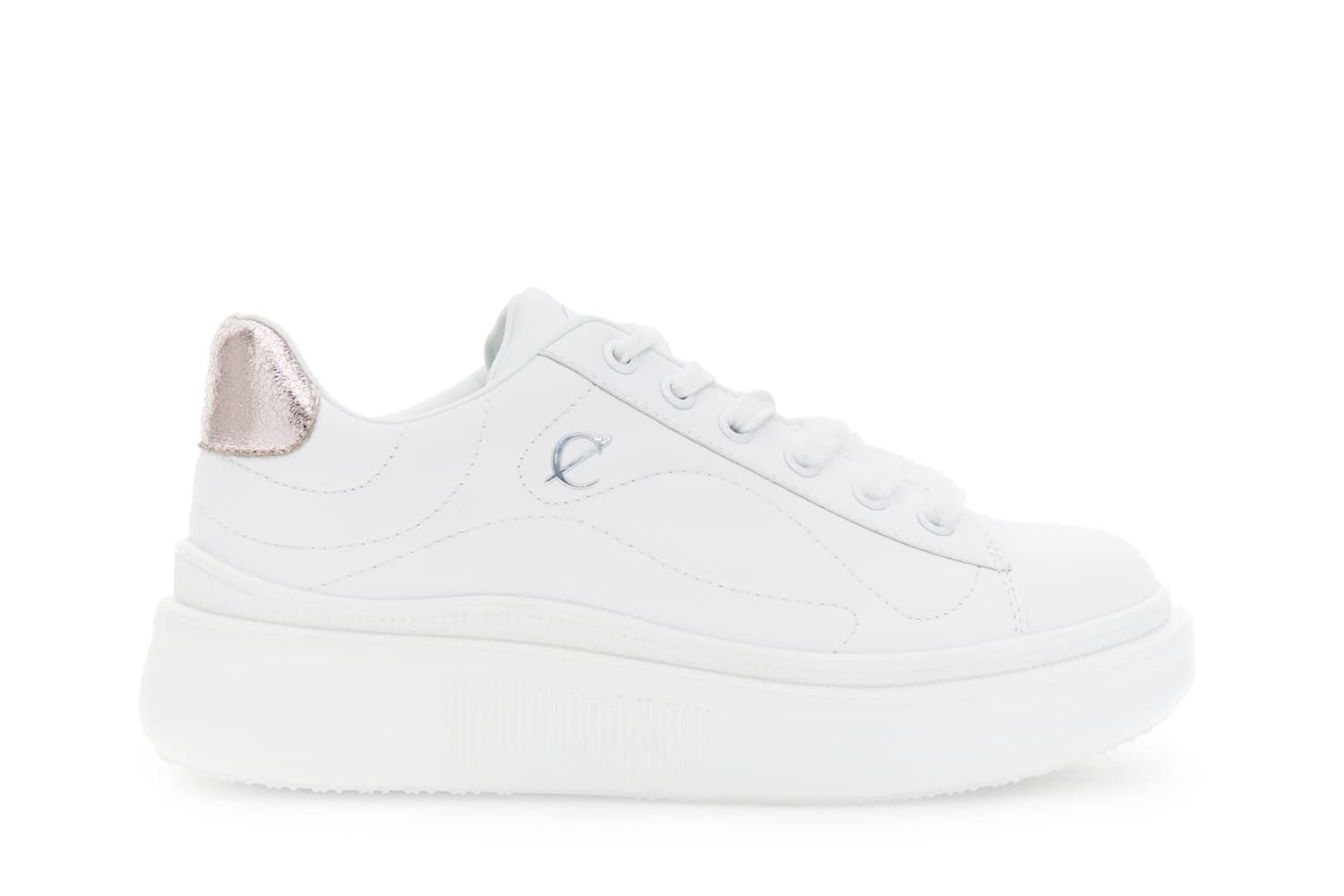 CafèNoir — Sneaker in pelle con motivo a onde bianco