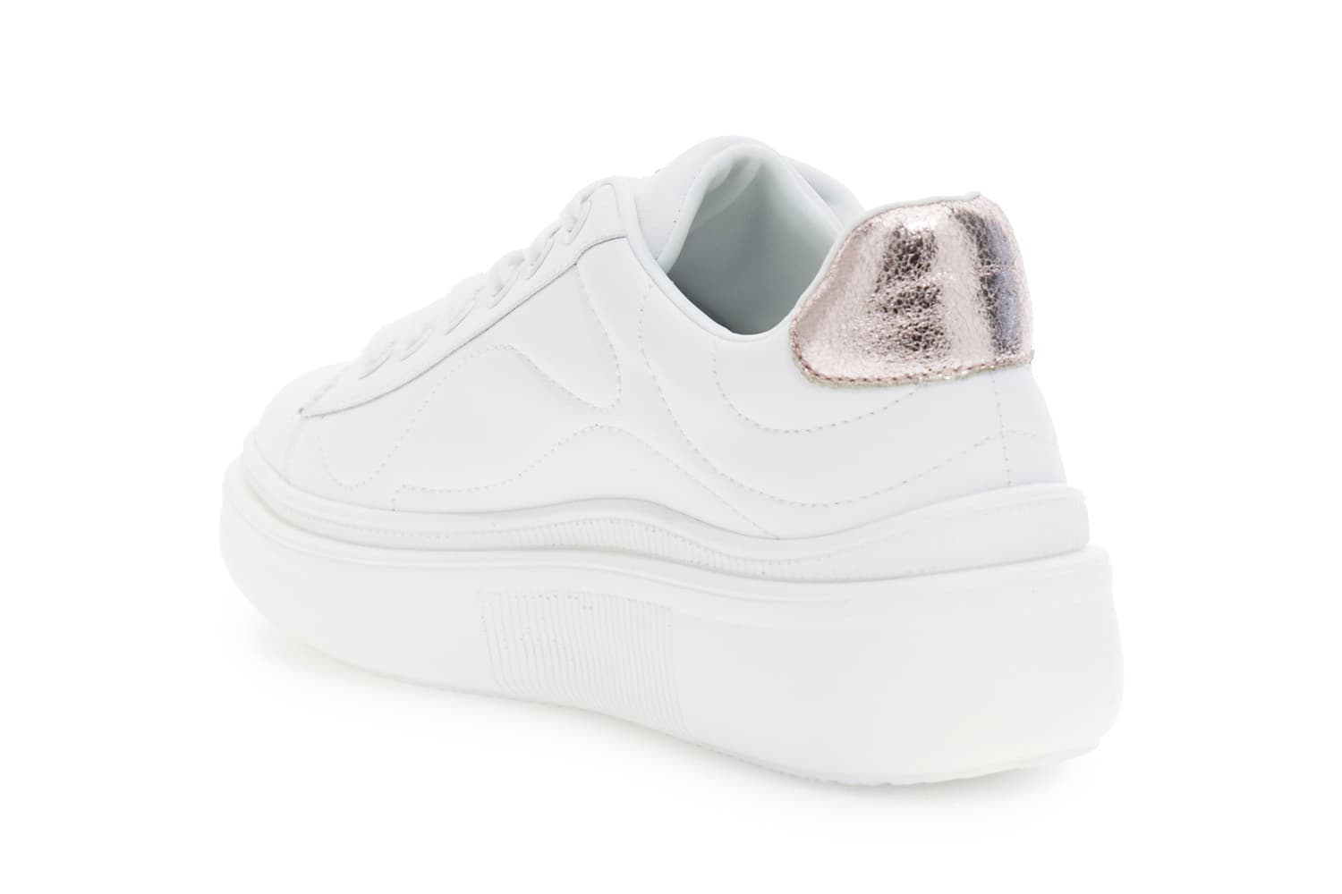 Sneaker in pelle con motivo a onde bianco — vista 2