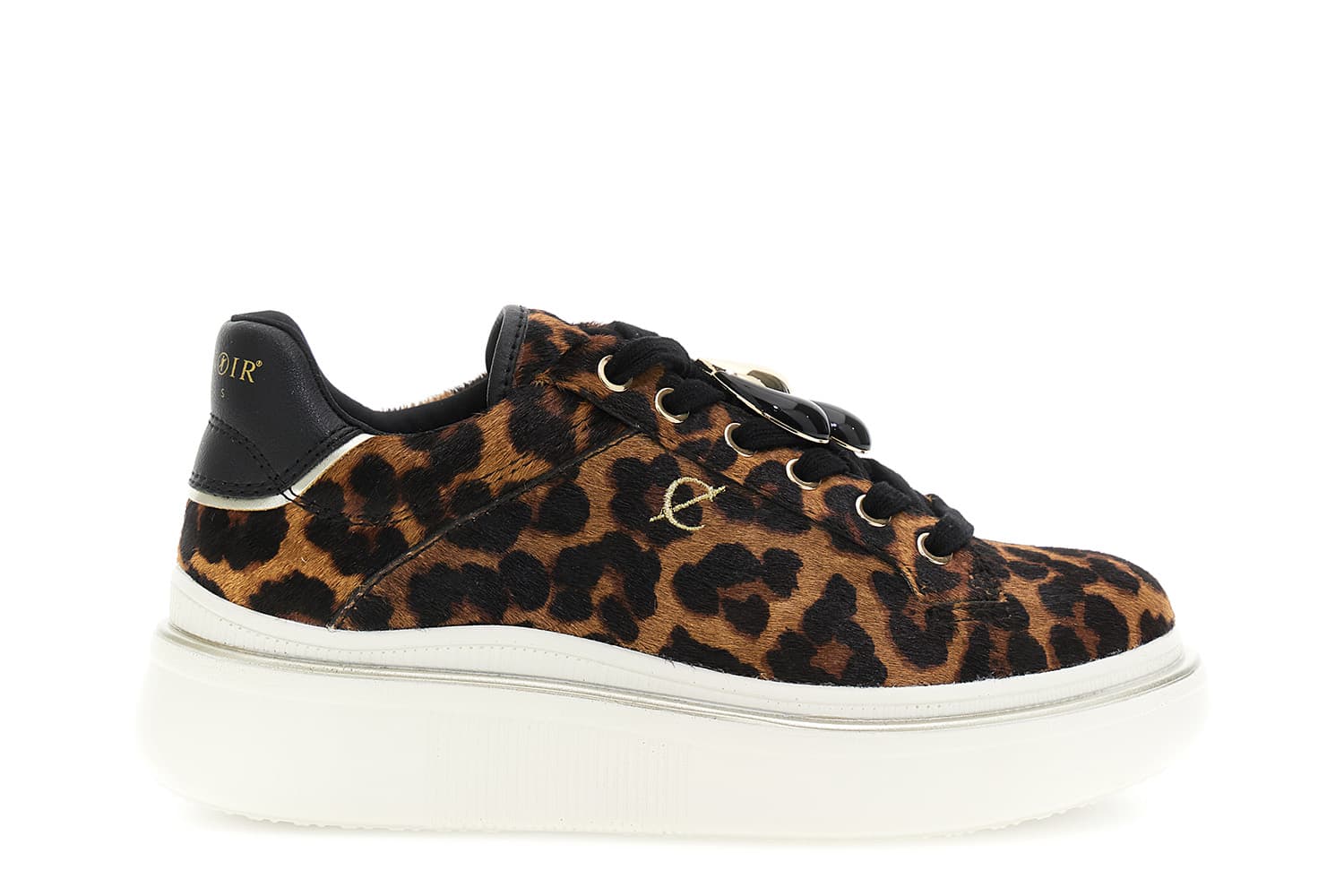 Sneakers allacciata in pelle effetto cavallino maculato — vista 3