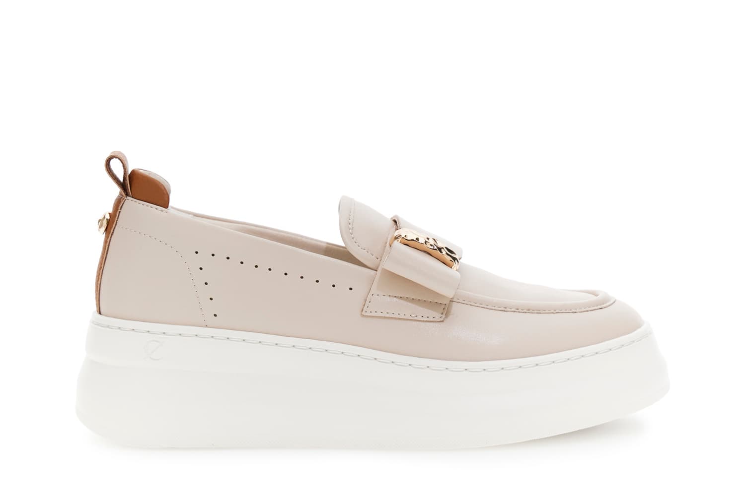 CafèNoir — Mocassini in pelle rivestita con accessorio beige