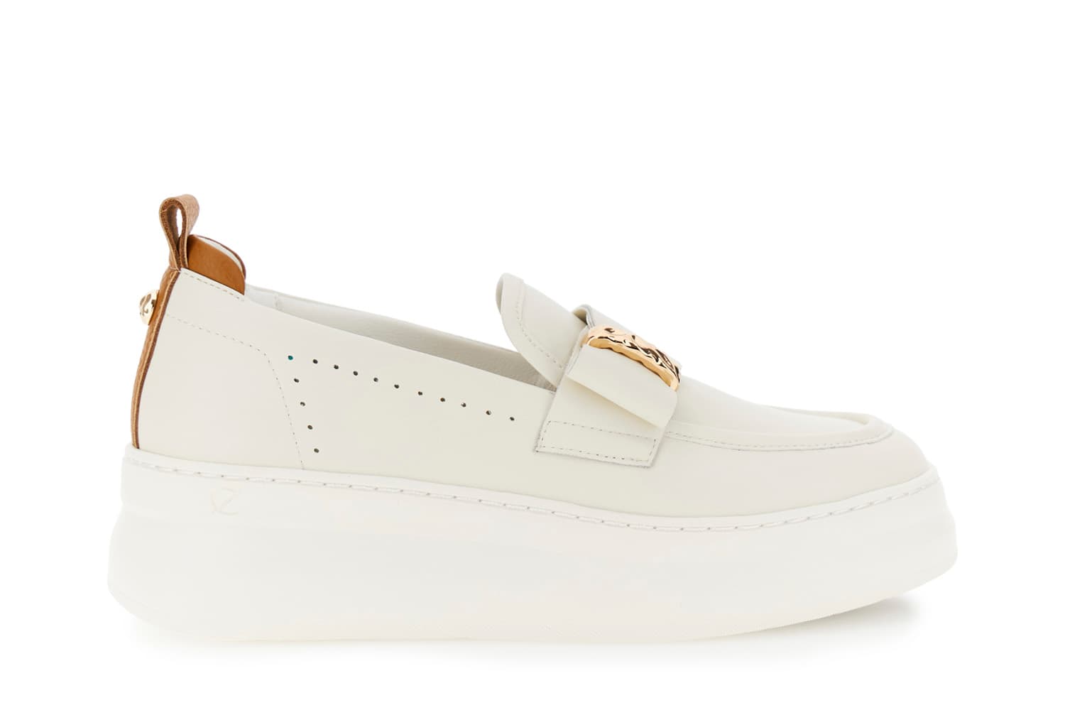CafèNoir — Mocassini in pelle rivestita con accessorio off white