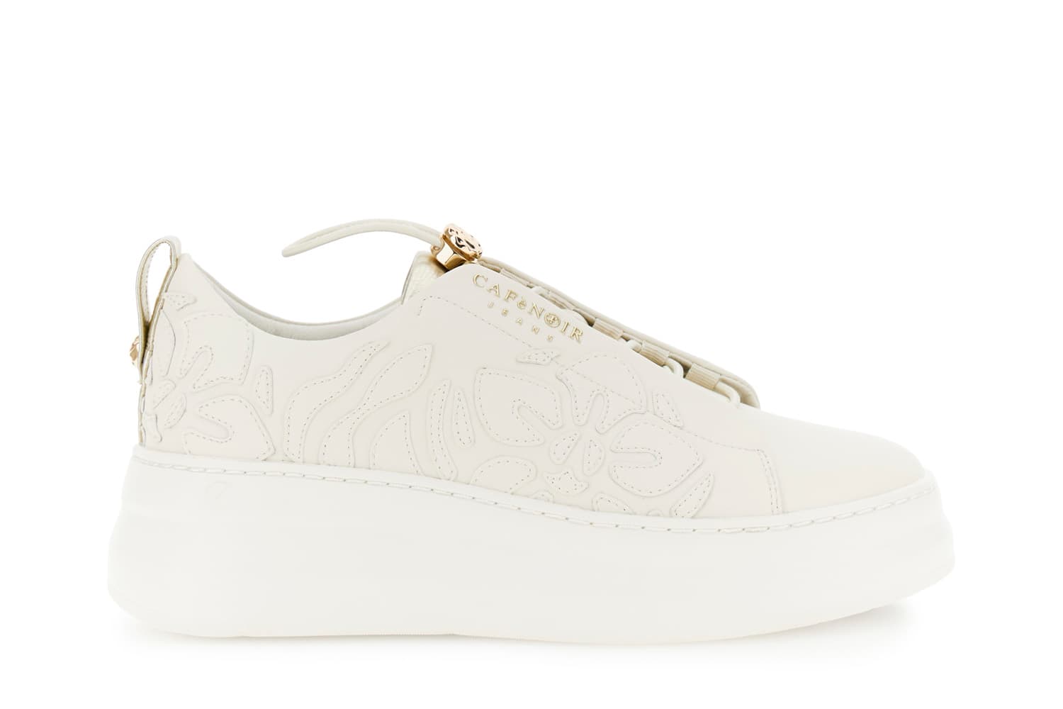 Sneakers con lacci elastici in pelle rivestita e decori off white — vista 3