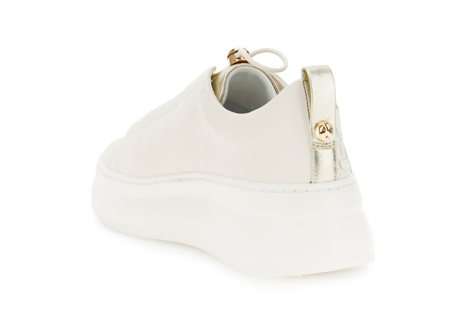 Sneakers con lacci elastici in pelle rivestita e decori off white — vista 2