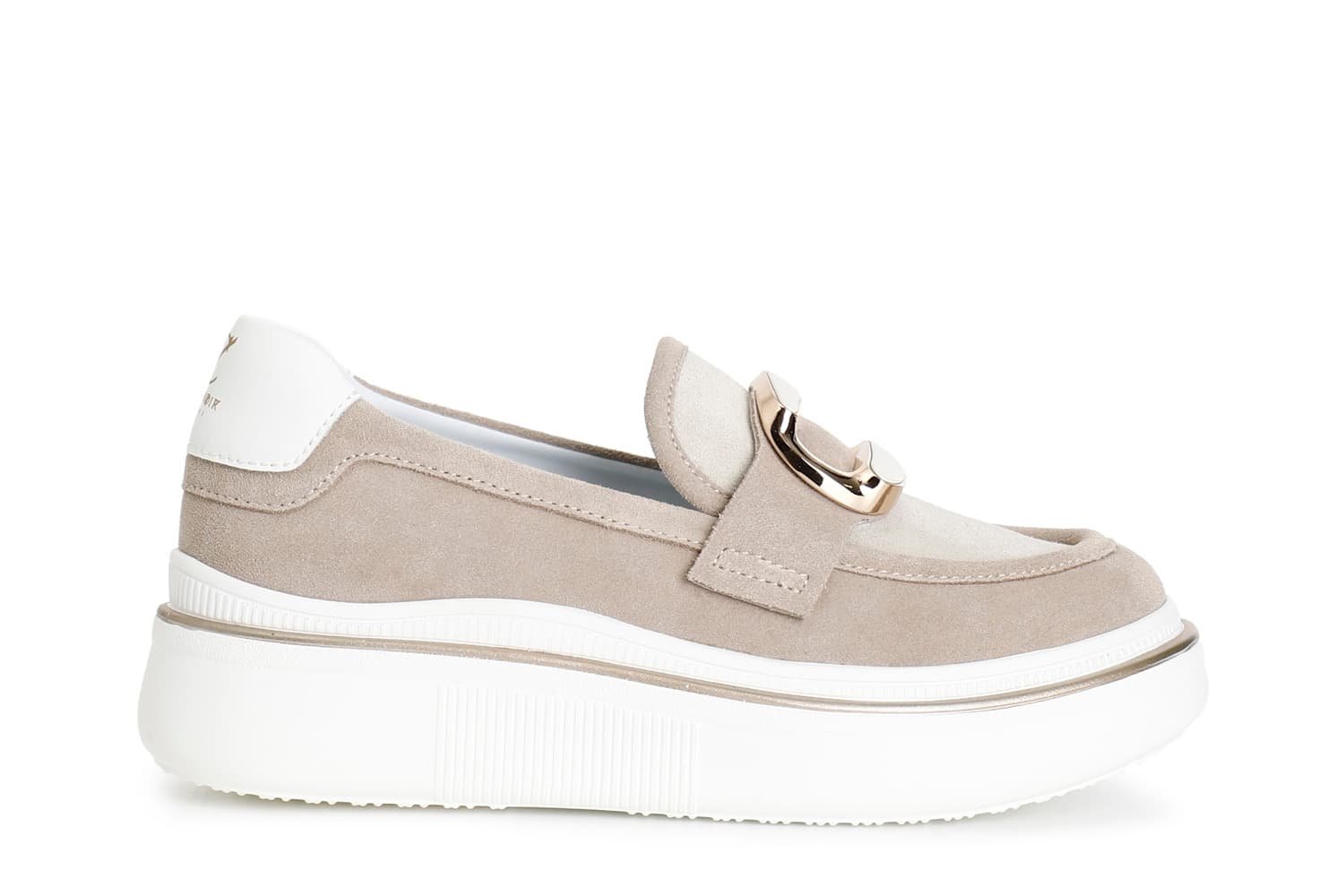 CafèNoir — Mocassino in pelle scamosciata accessorio smaltato multi beige