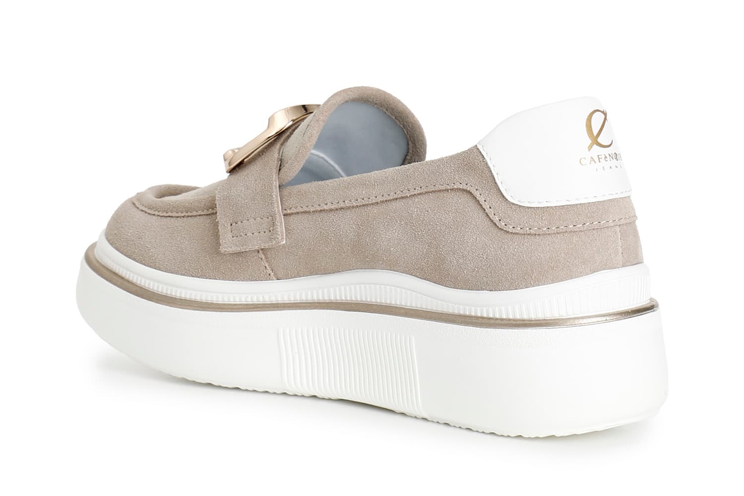 Mocassino in pelle scamosciata accessorio smaltato multi beige — vista 4
