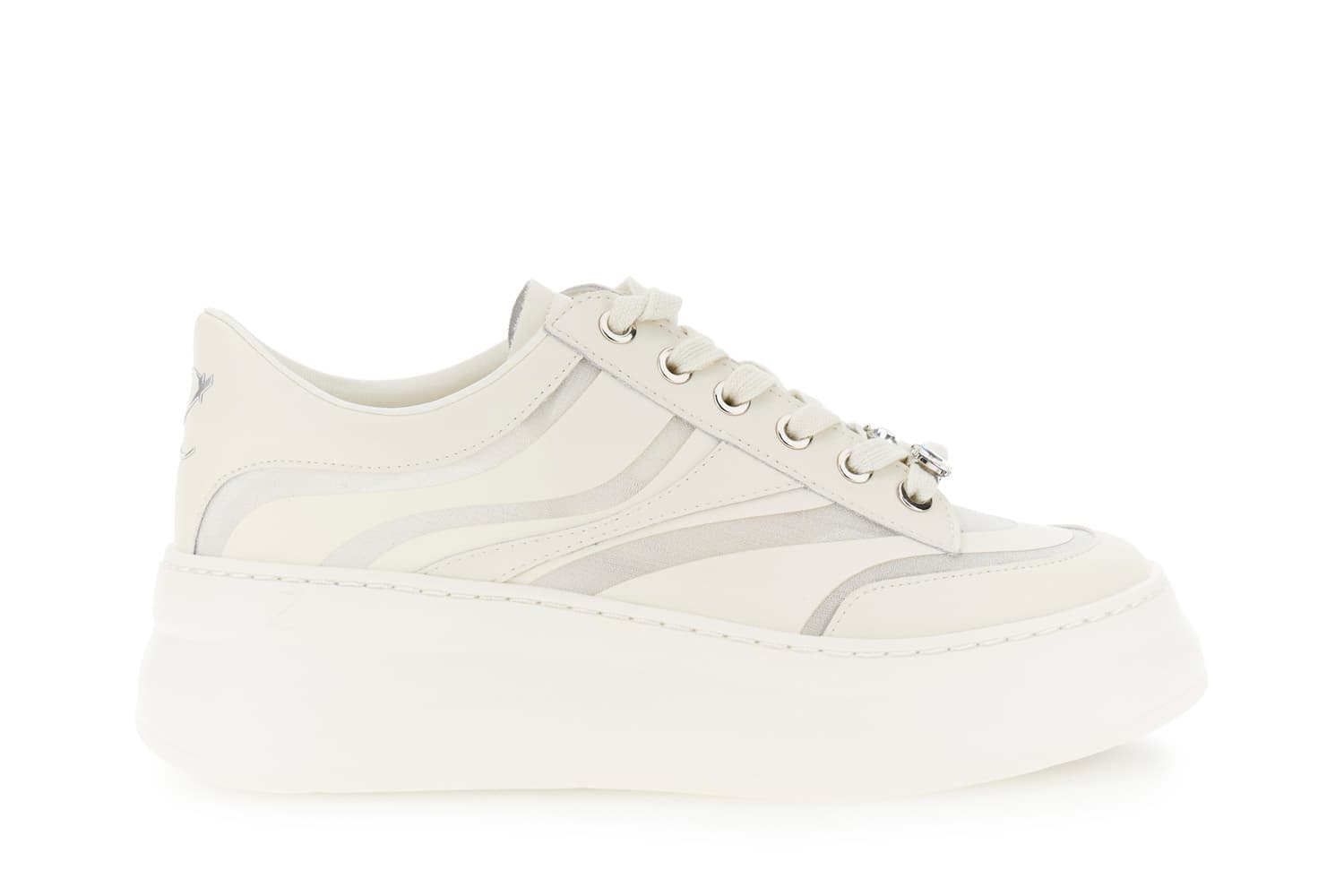 CafèNoir — Sneakers pelle rivestita e retina off white